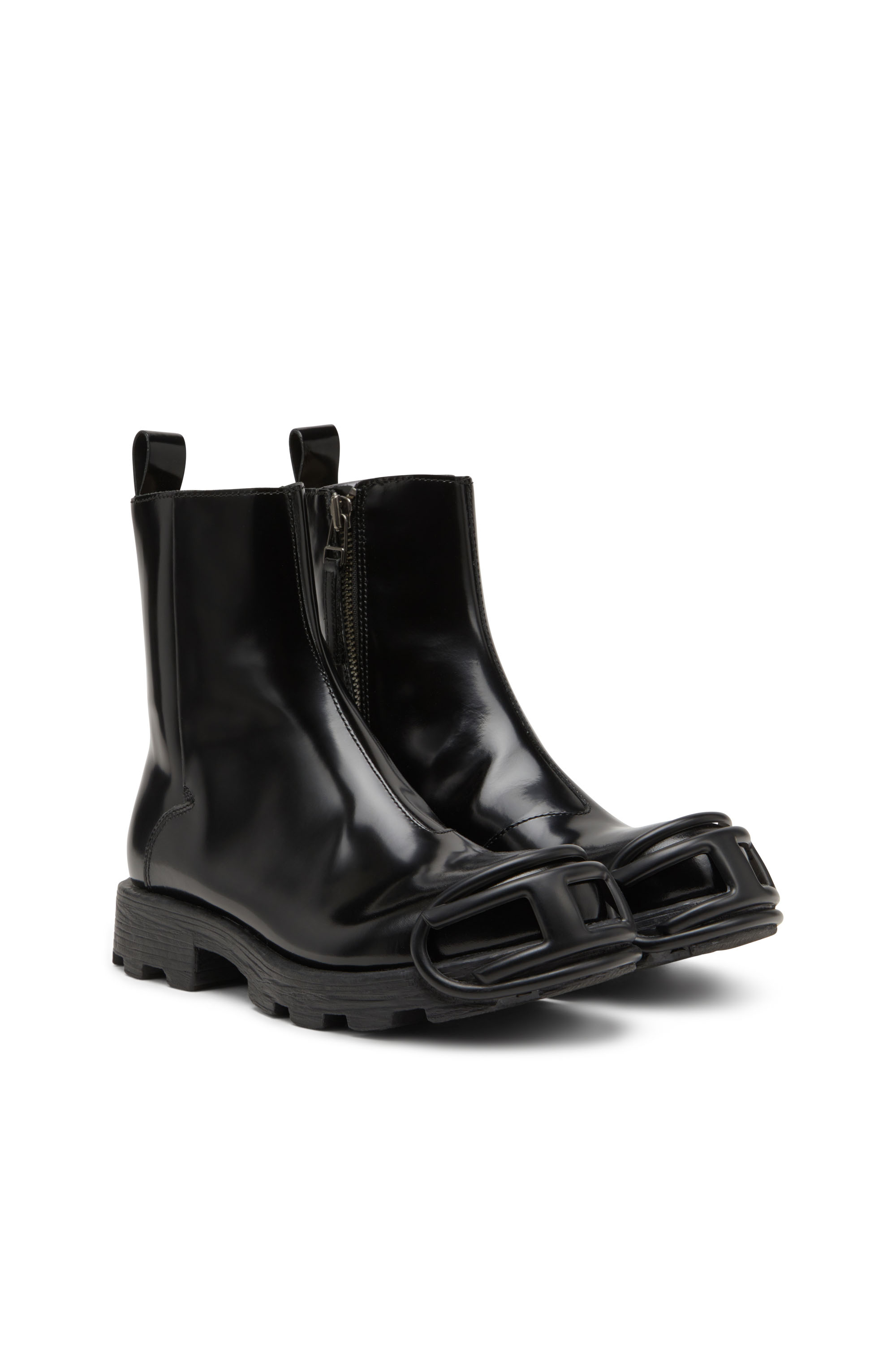 Diesel - D-HAMMER BT ZIP D, Man's D-Hammer-Leather Chelsea boots with Oval D toe caps in Black - 3