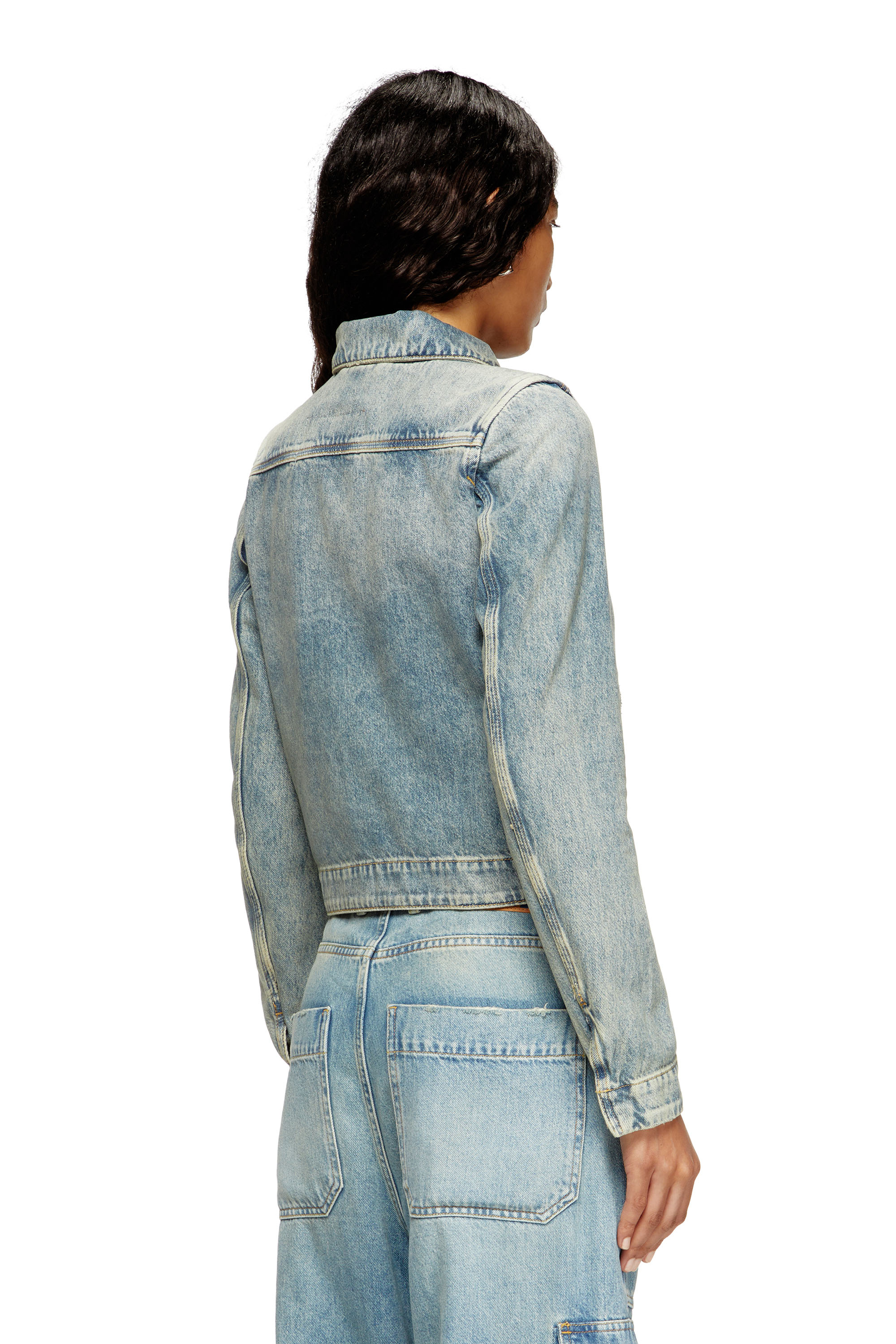 DE-CORB, Light Blue Diesel - DE-CORB, Woman's Jacket in dirt-effect fluid Tencel denim in Light Blue - 4