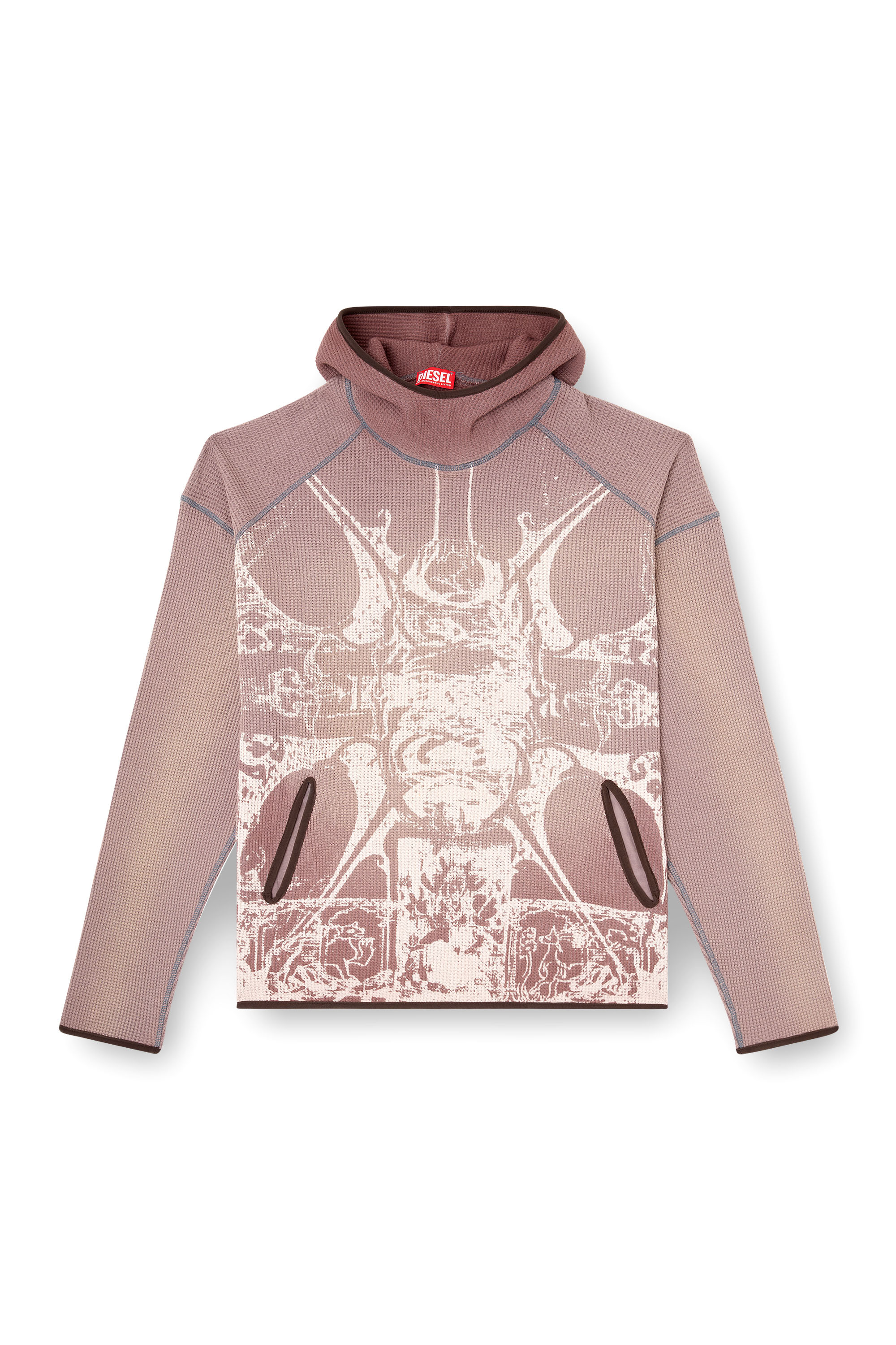 Diesel - S-WAF-HOOD-NEW, Man's Faded waffle hoodie with graphic print in null - 3