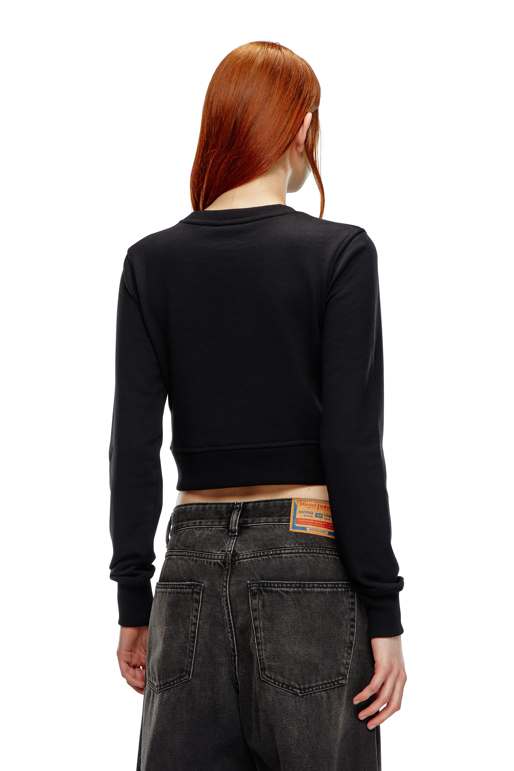 Diesel - F-SLIMMY-OD, Woman Cropped sweatshirt with cut-out logo in Black - Image 4