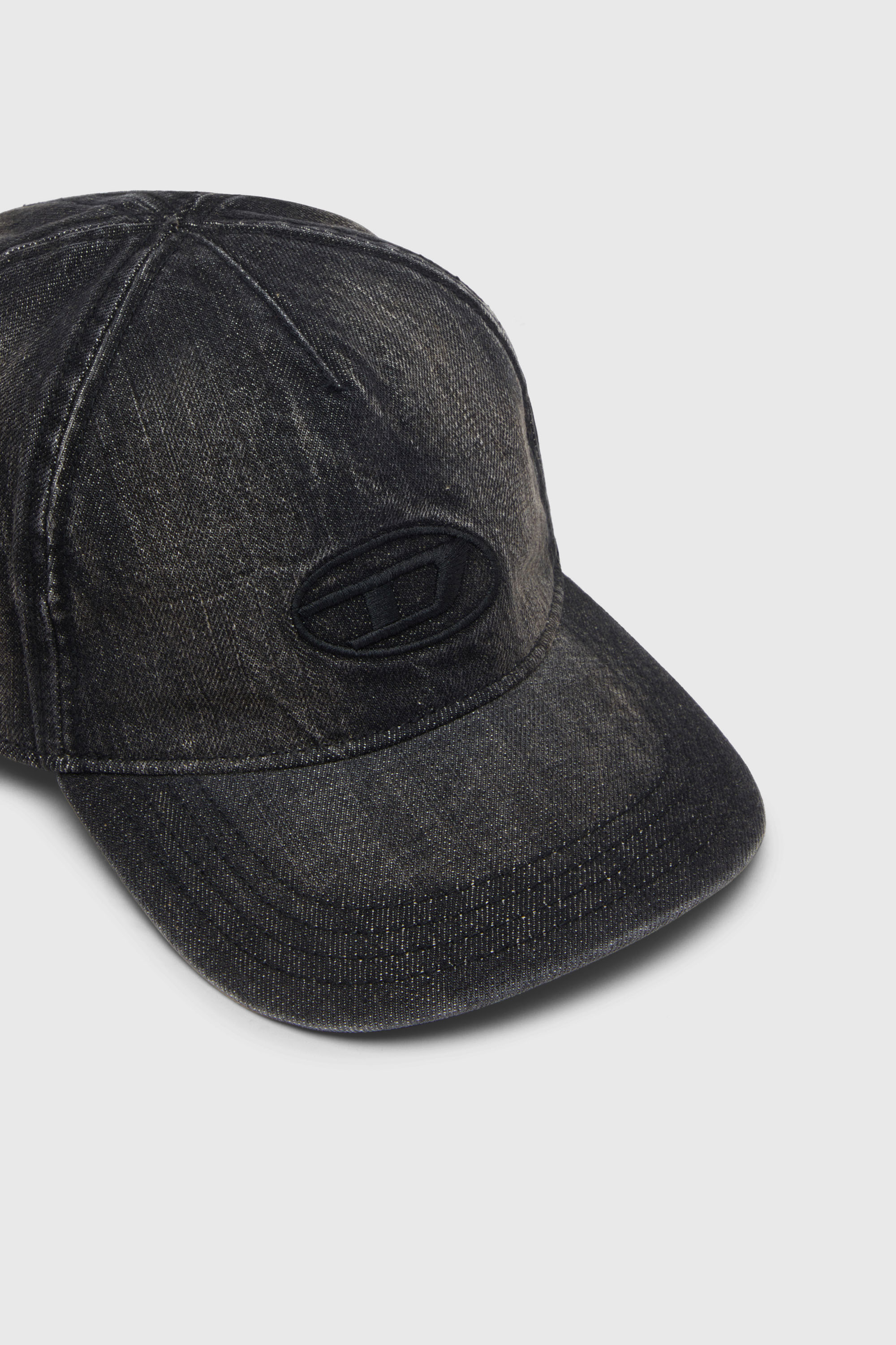 Diesel - C-ENIC, Man's Denim cap with frayed details and embroidered logo in Black Jeans - 3