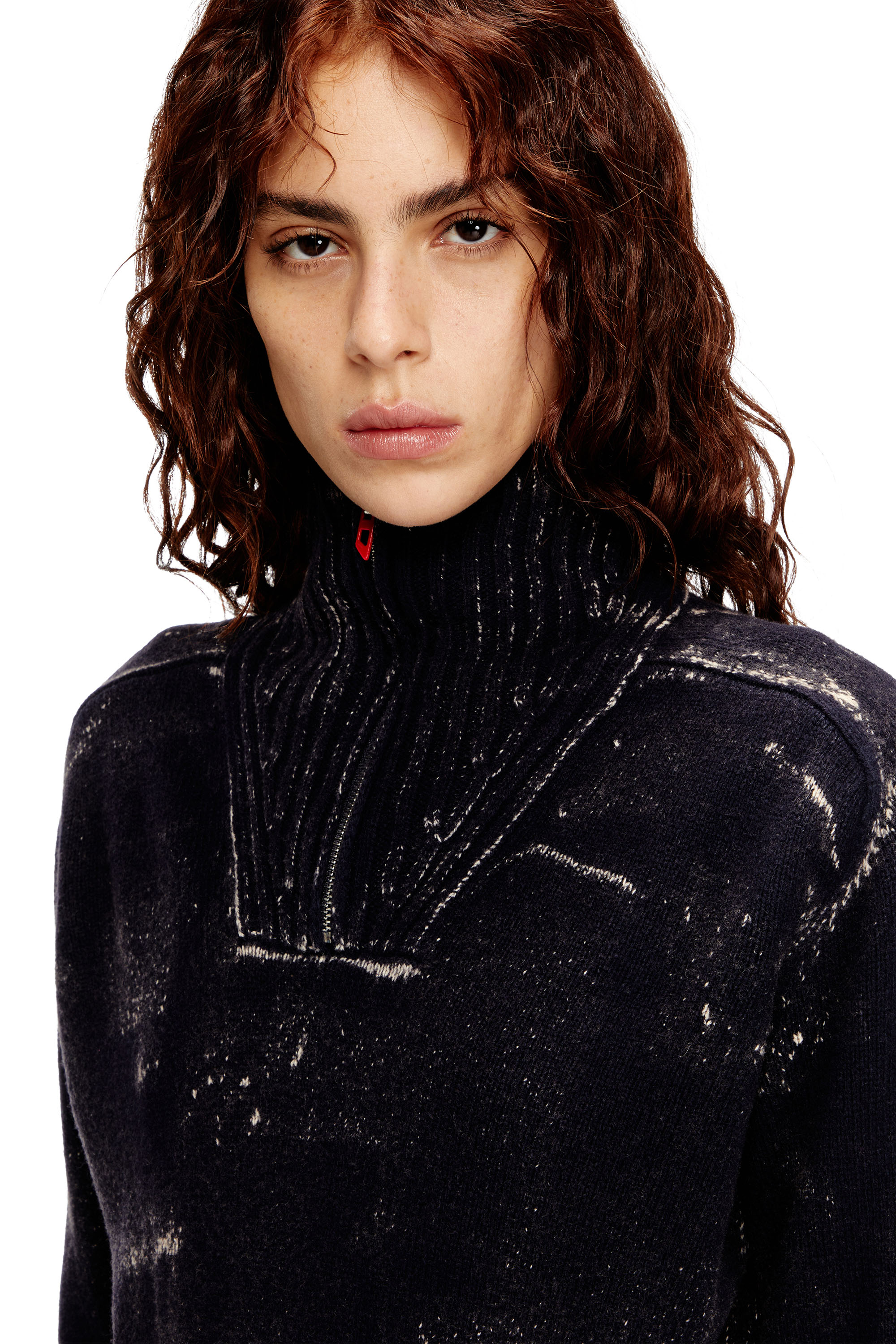 Diesel - M-MARCELLE, Woman's Midi dress in treated wool-blend knit in Black - 4