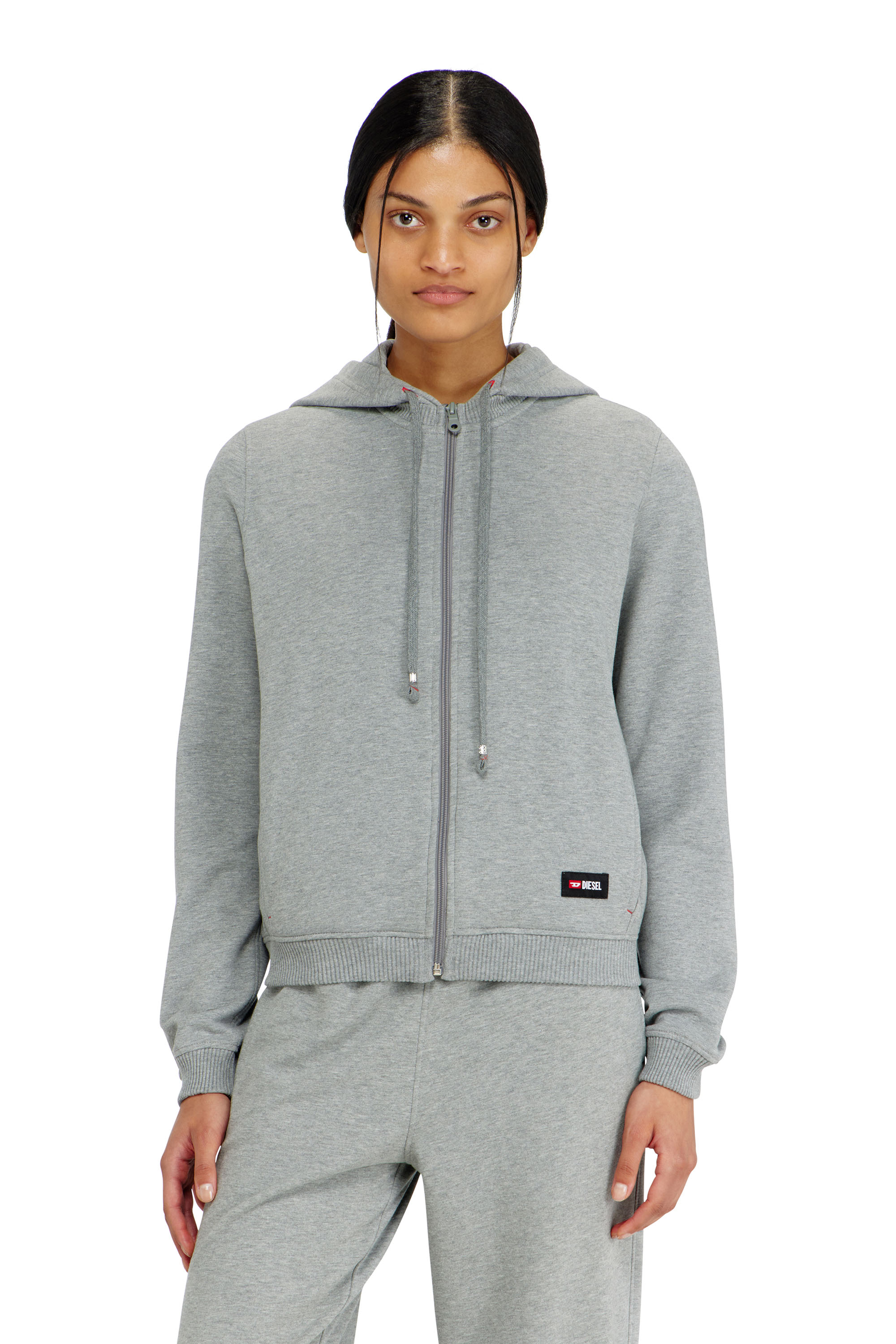 Diesel - HARRIET-D-CORE, Woman's Hoodie in peached cotton blend in Grey - 2