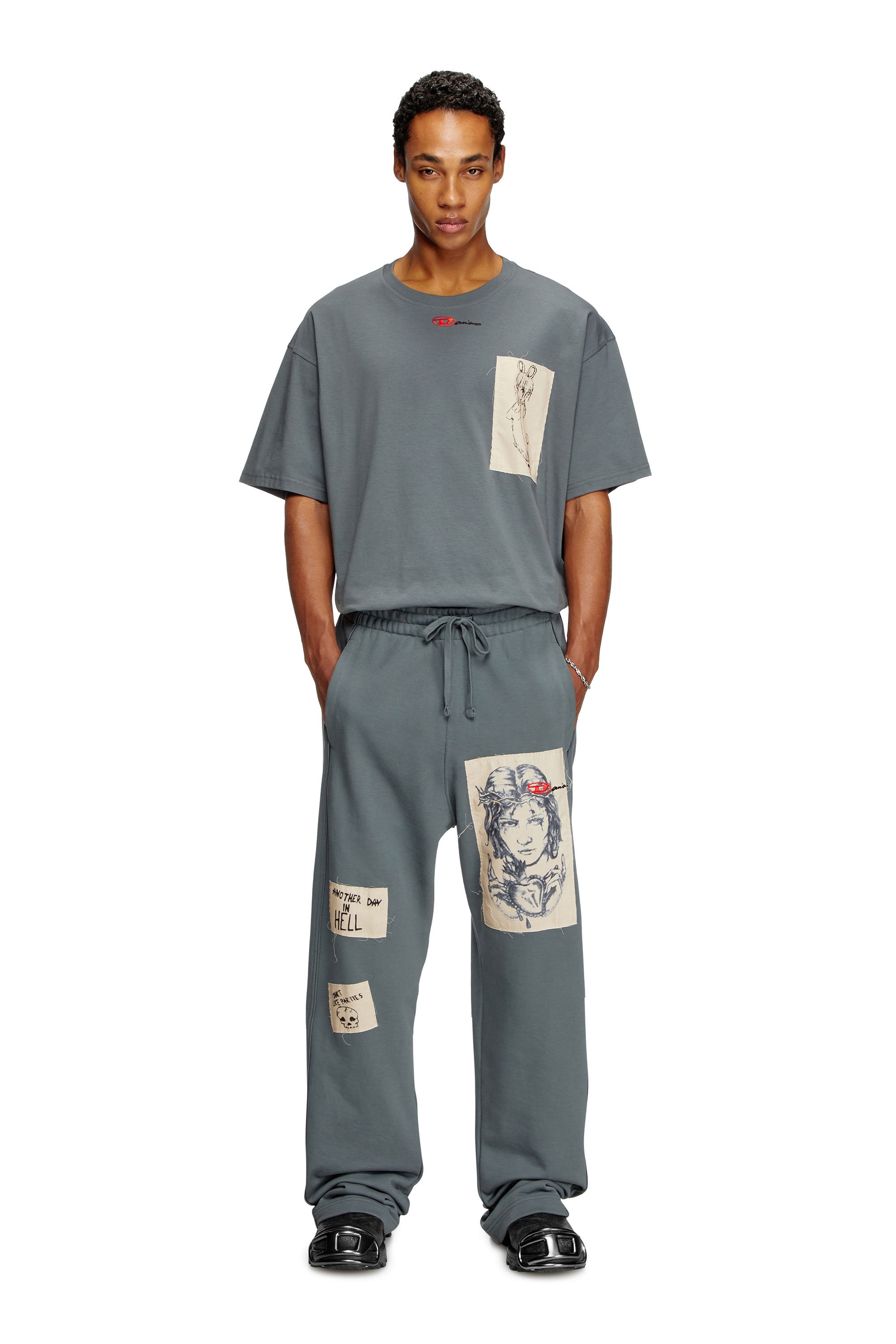 Diesel - P-MARTYANS-DD, Unisex's Track pants with tattoo patches in Grey - 1