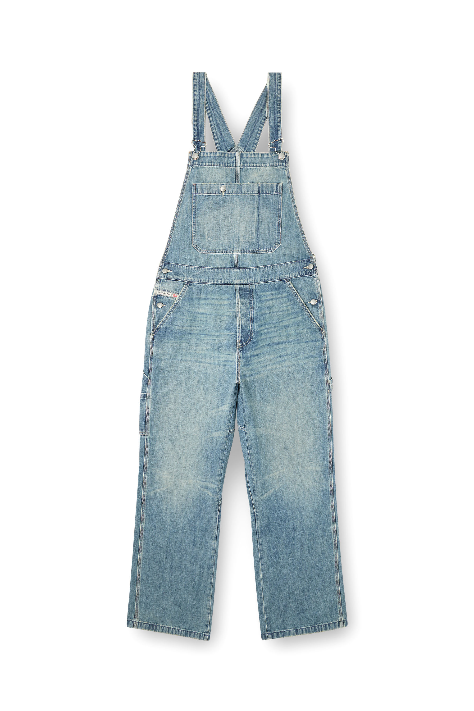 Diesel - D-FRAMU-U, Unisex's Utility-style denim dungarees in Light Blue - 3