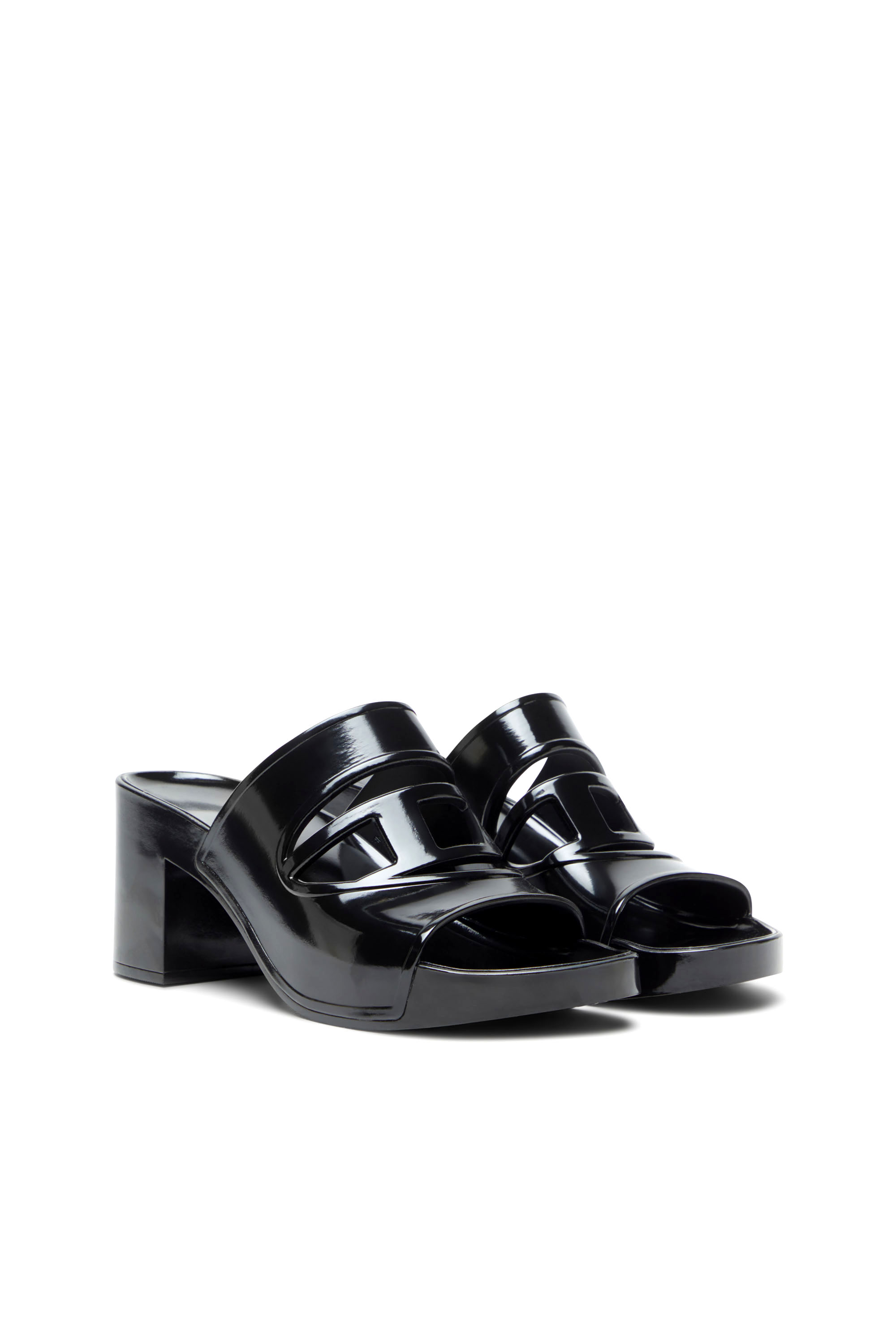 Diesel - SA-BONNIE, Woman's Sa-Bonnie-Heeled rubber slides with cut-out logo in Black - 2