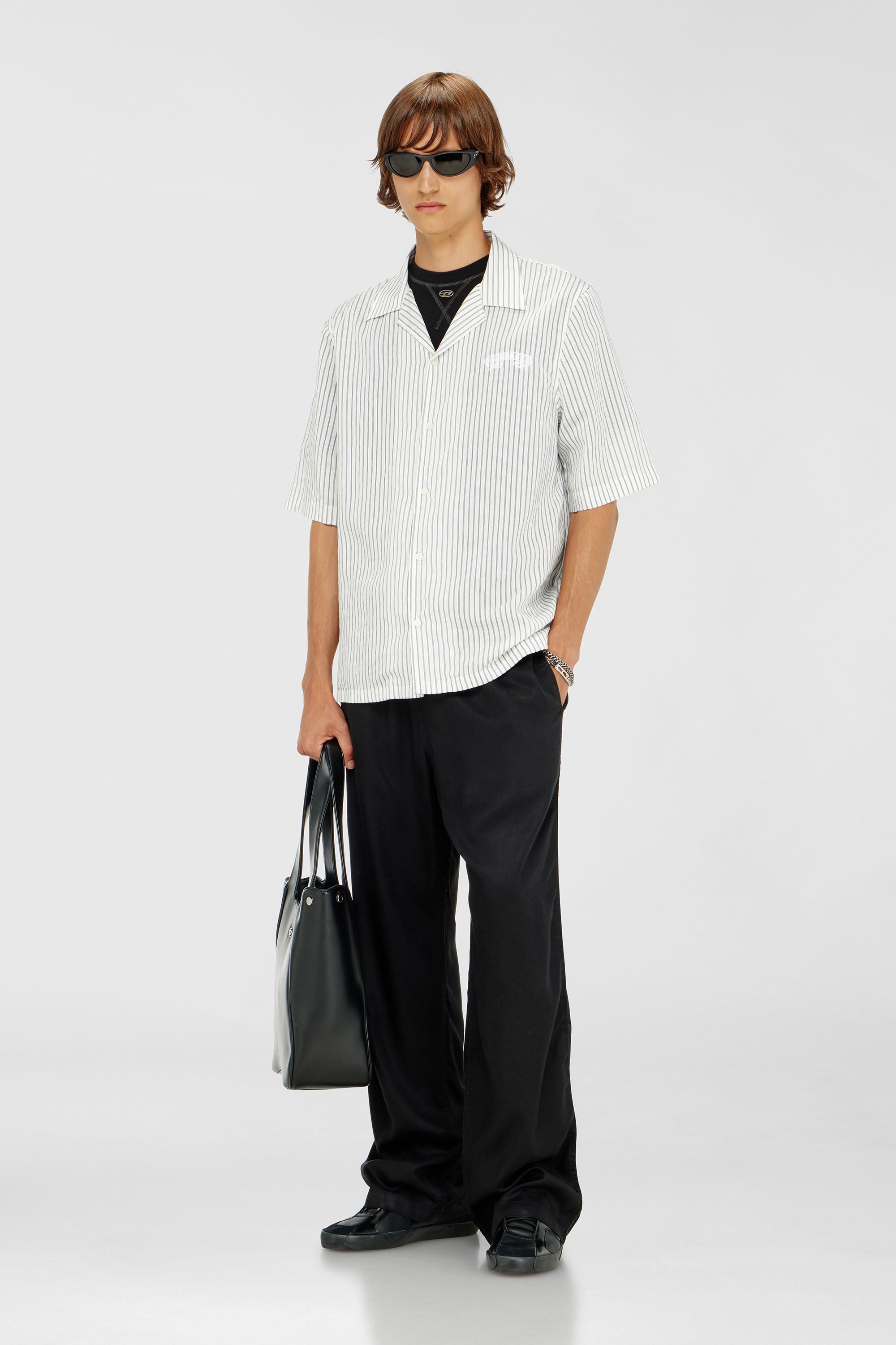 Diesel - P-DREYER-C, Man's Drawstring pants in faded twill in Black - 1