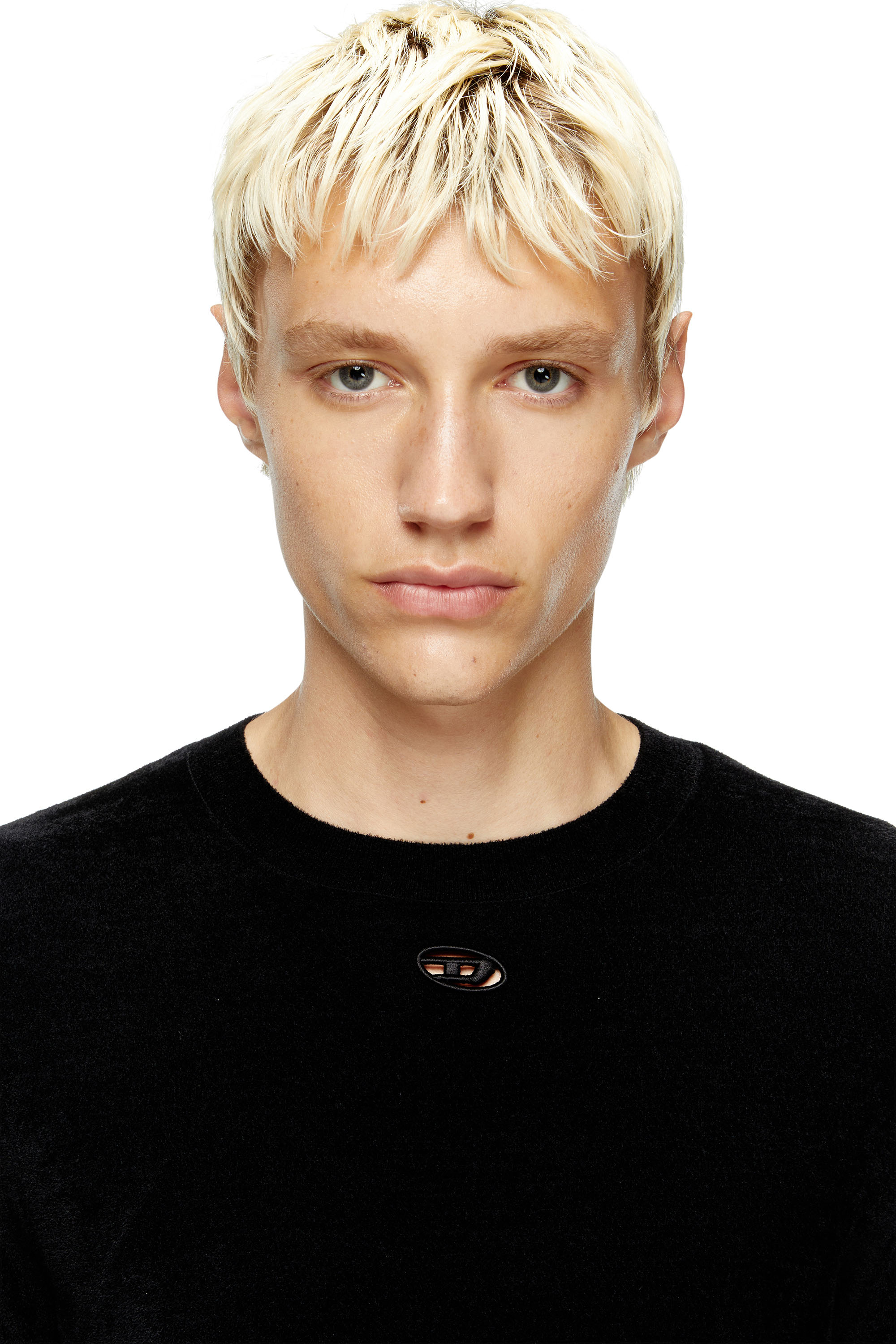 Diesel - K-CEVRO, Man's Chenille jumper with cut-out logo in Black - 5