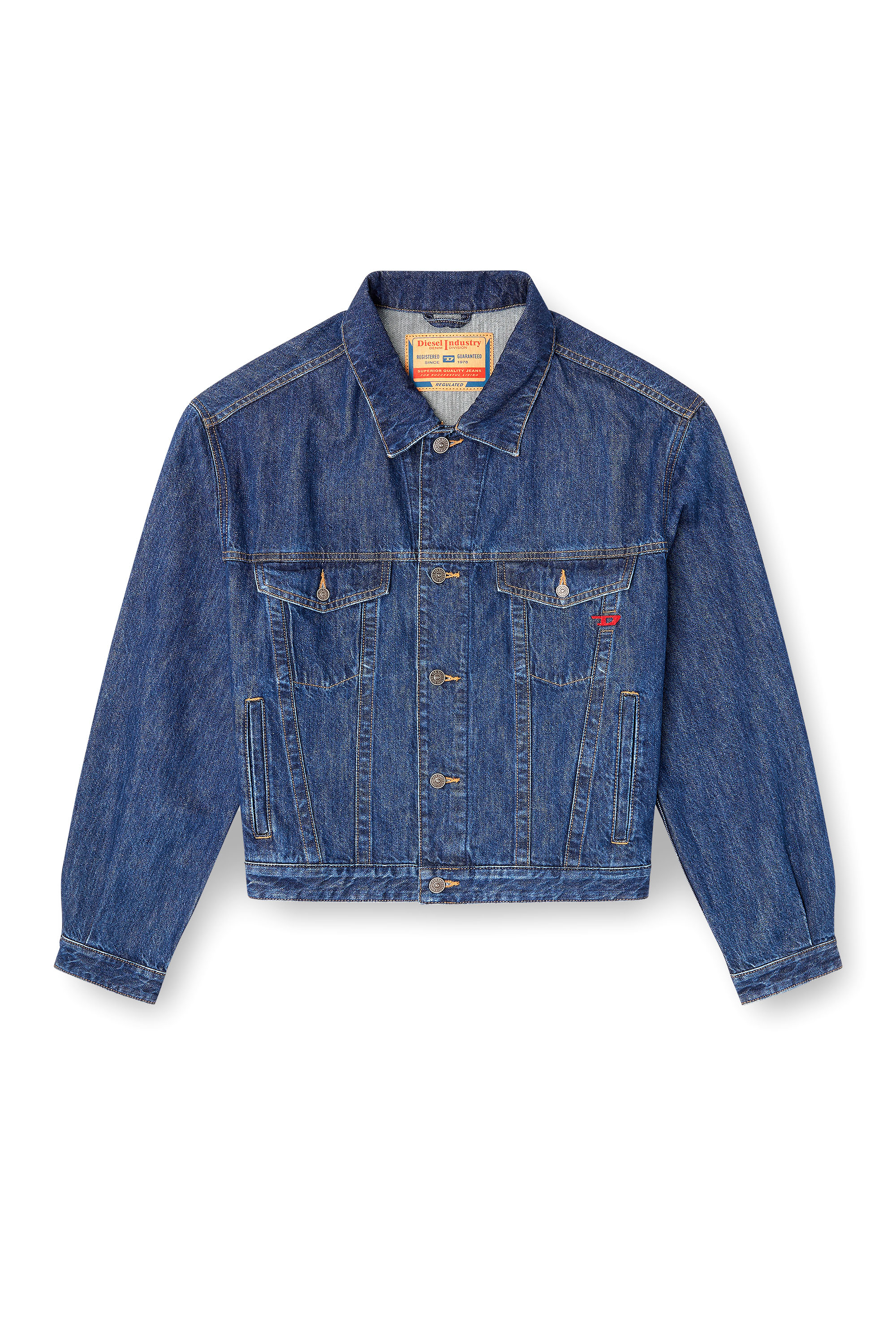 Diesel - D-RANGER, Unisex's Trucker jacket in DNA denim in Medium blue - 2