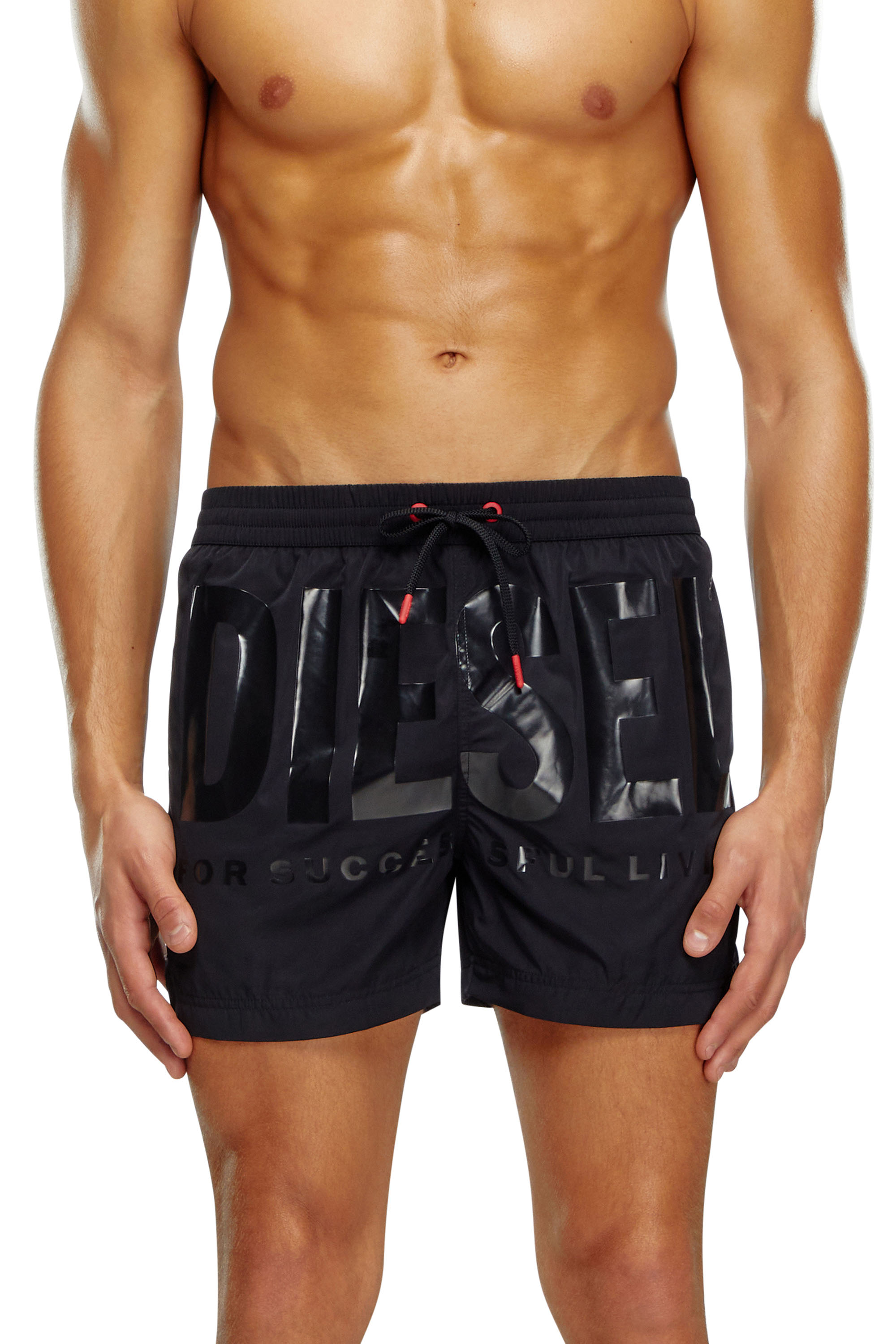 Diesel - BMBX-KEN-37, Man Mid-length swim shorts with tonal logo in Black - Image 2