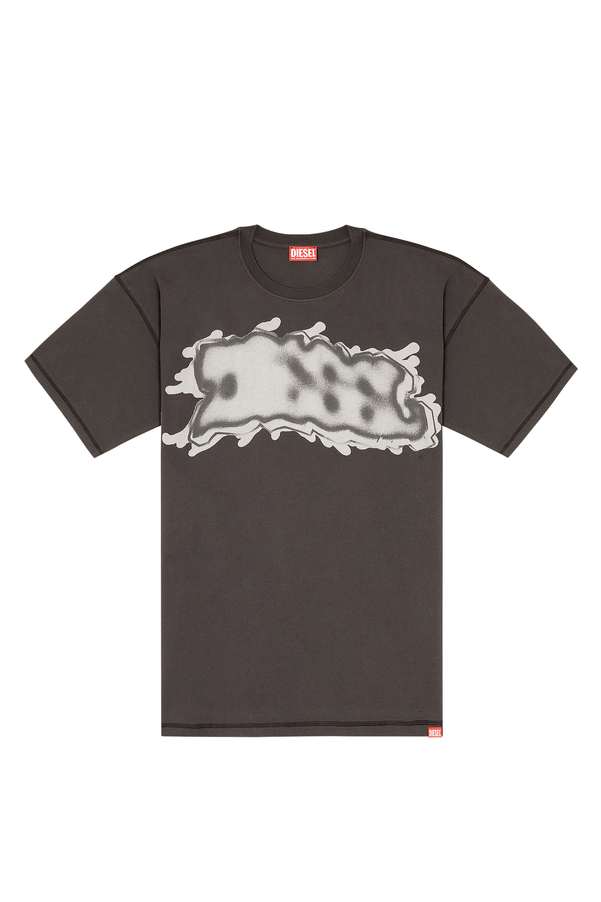 T-LEONARD-IHBJ, Dark grey Diesel - T-LEONARD-IHBJ, Man's T-shirt with graffiti print in Dark grey - 2