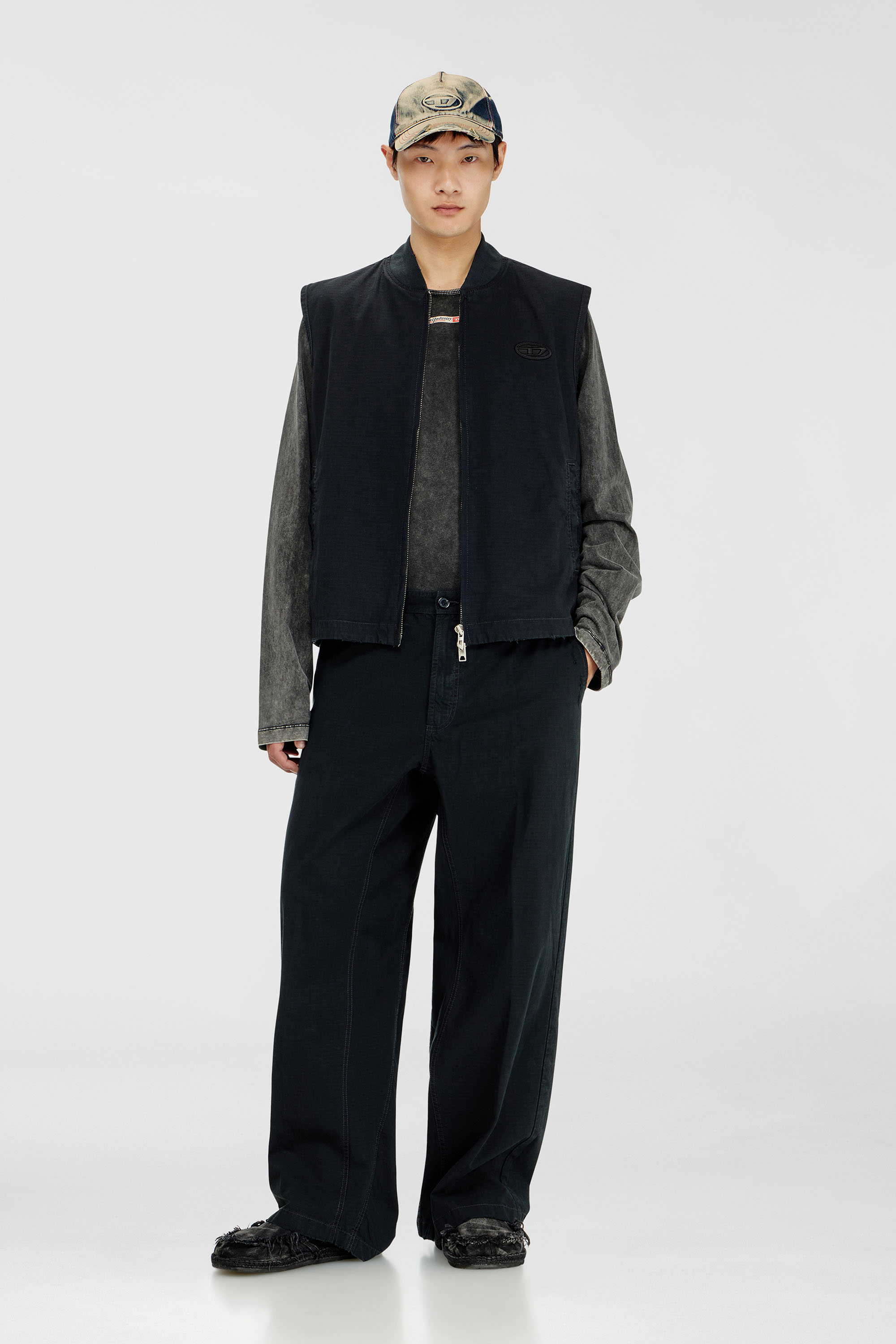 Cotton ripstop pants with side buckles