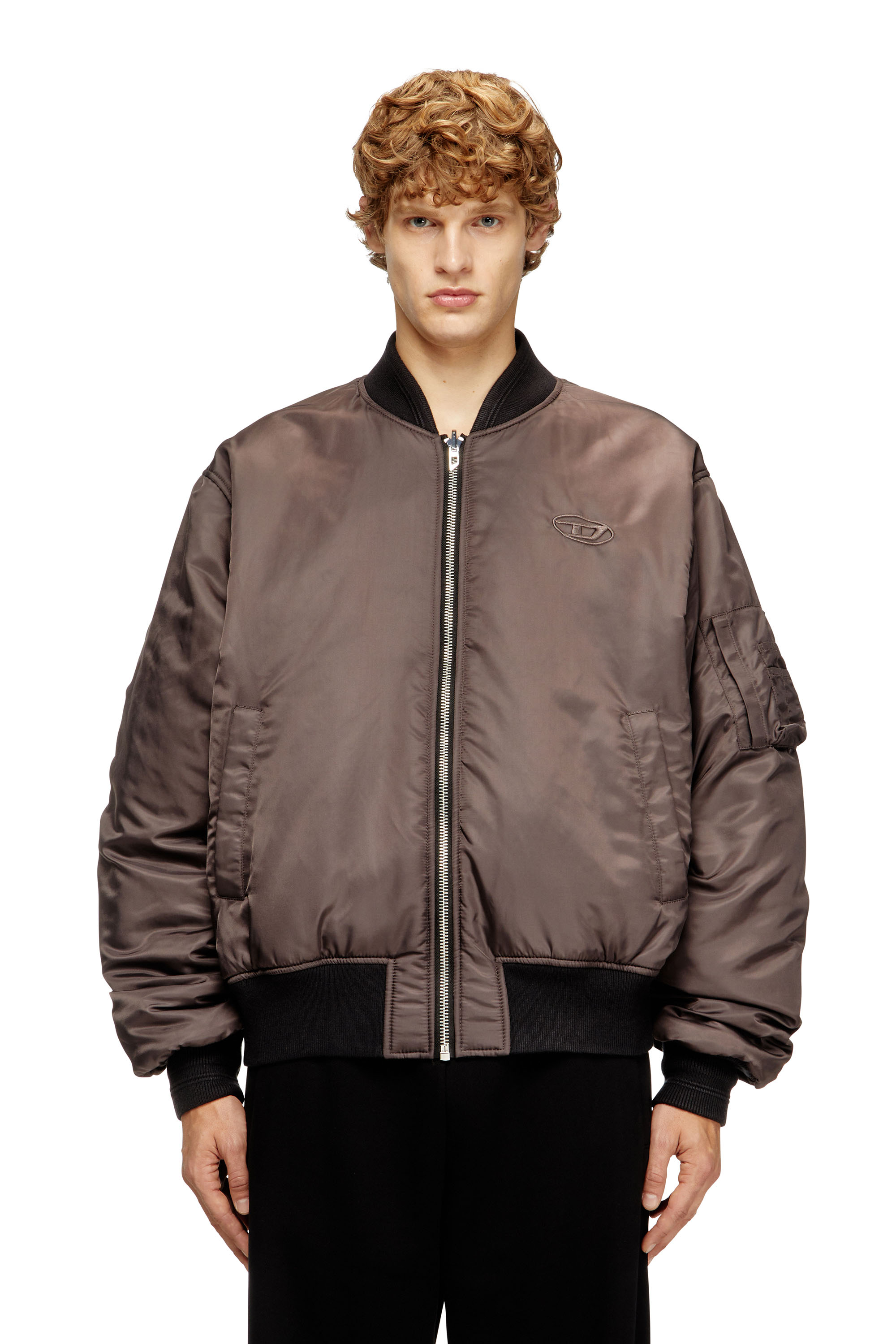 Diesel - W-TYPE-D1, Man's Padded bomber jacket with Oval D embroidery in Black - 2