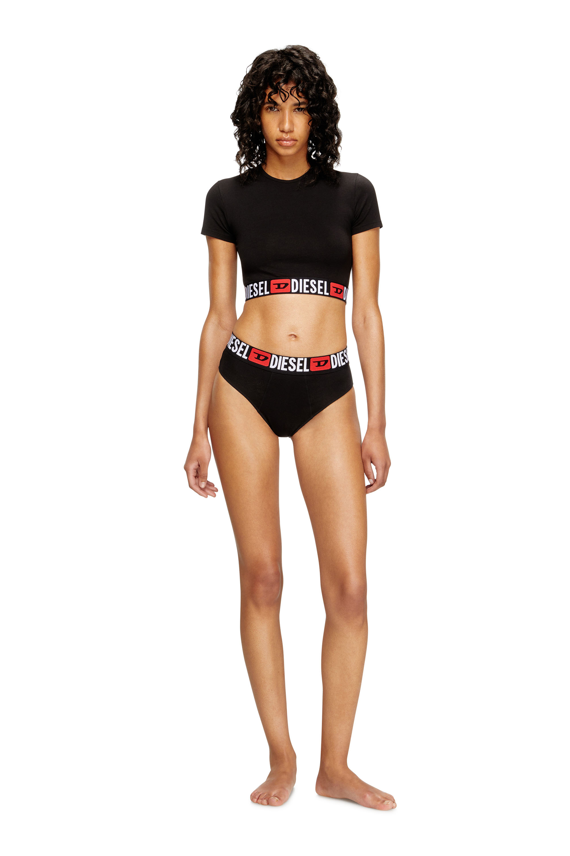 Diesel - IRMA-D-CORE, Woman's Cropped top with logo band in Black - 2