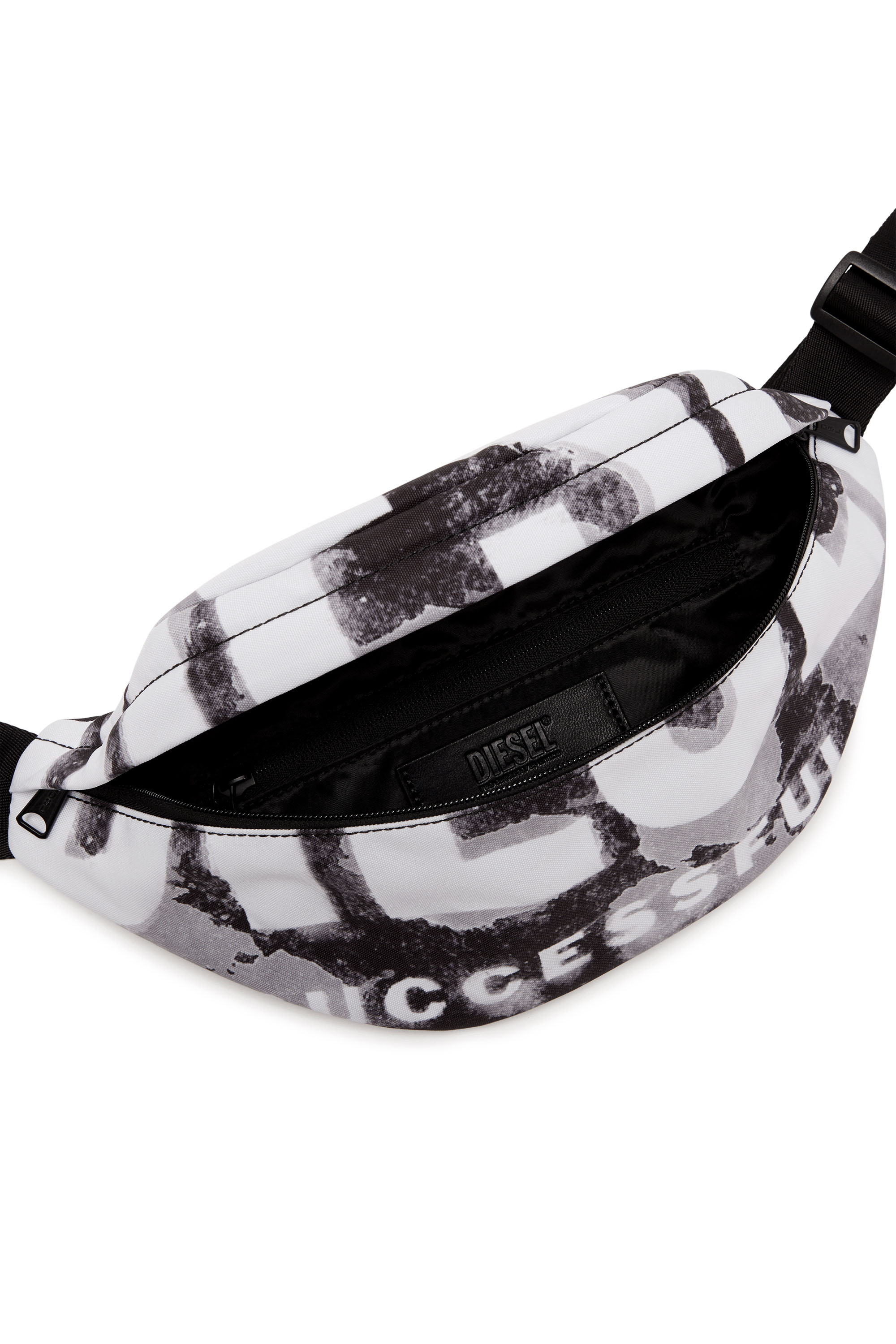 Diesel - RAVE BELTBAG X, Man's Rave Beltbag X - Belt bag in logo-printed fabric in Black - 3