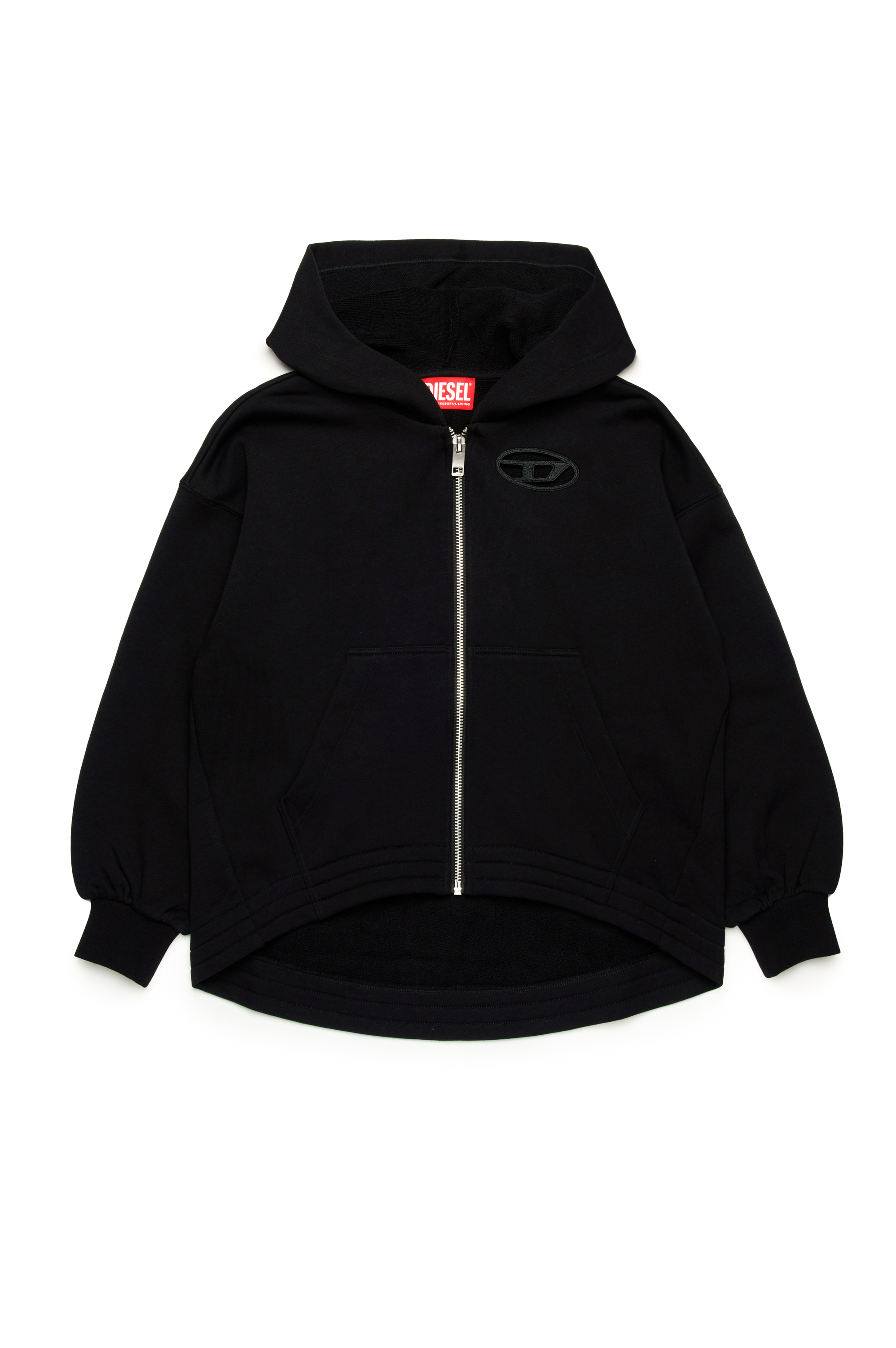 Diesel - SFPERU, Woman's Zip-up hoodie with cut-out Oval D logo in Black - 1