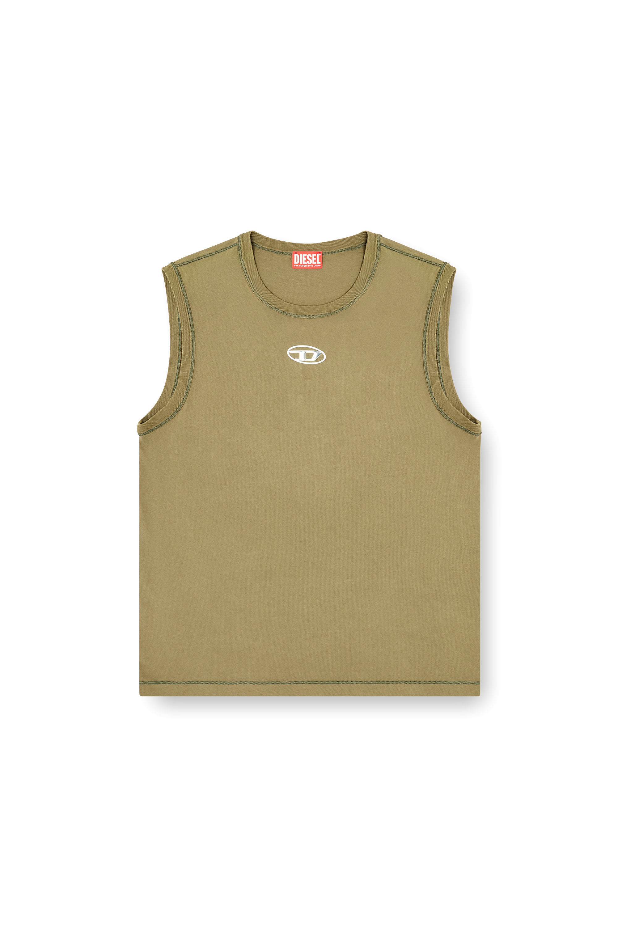 T-BISCO-IOD, 5AF Diesel - T-BISCO-IOD, Man's Sleeveless cotton top with metallic Oval D in null - 2
