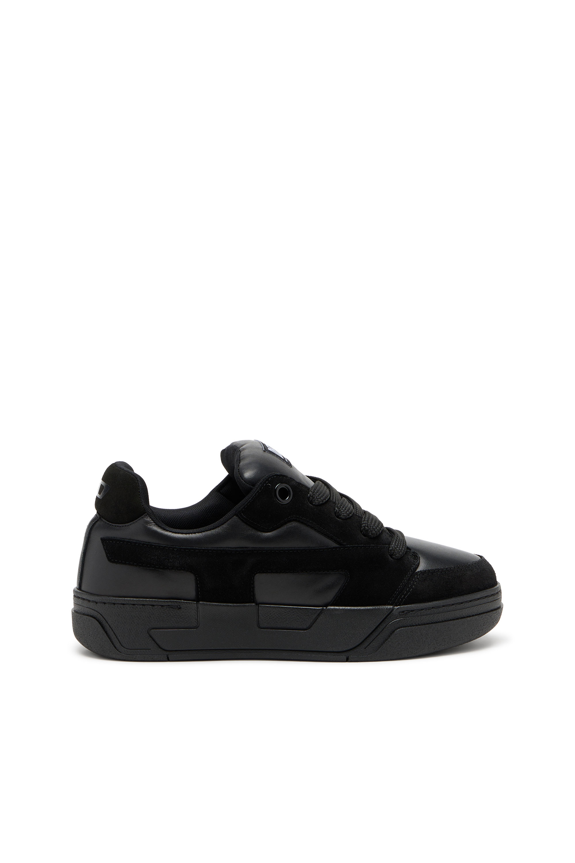 Diesel - S-D-OLLIE LOW, Man's D-Ollie-Monochrome sneakers in suede and leather in Black - 1