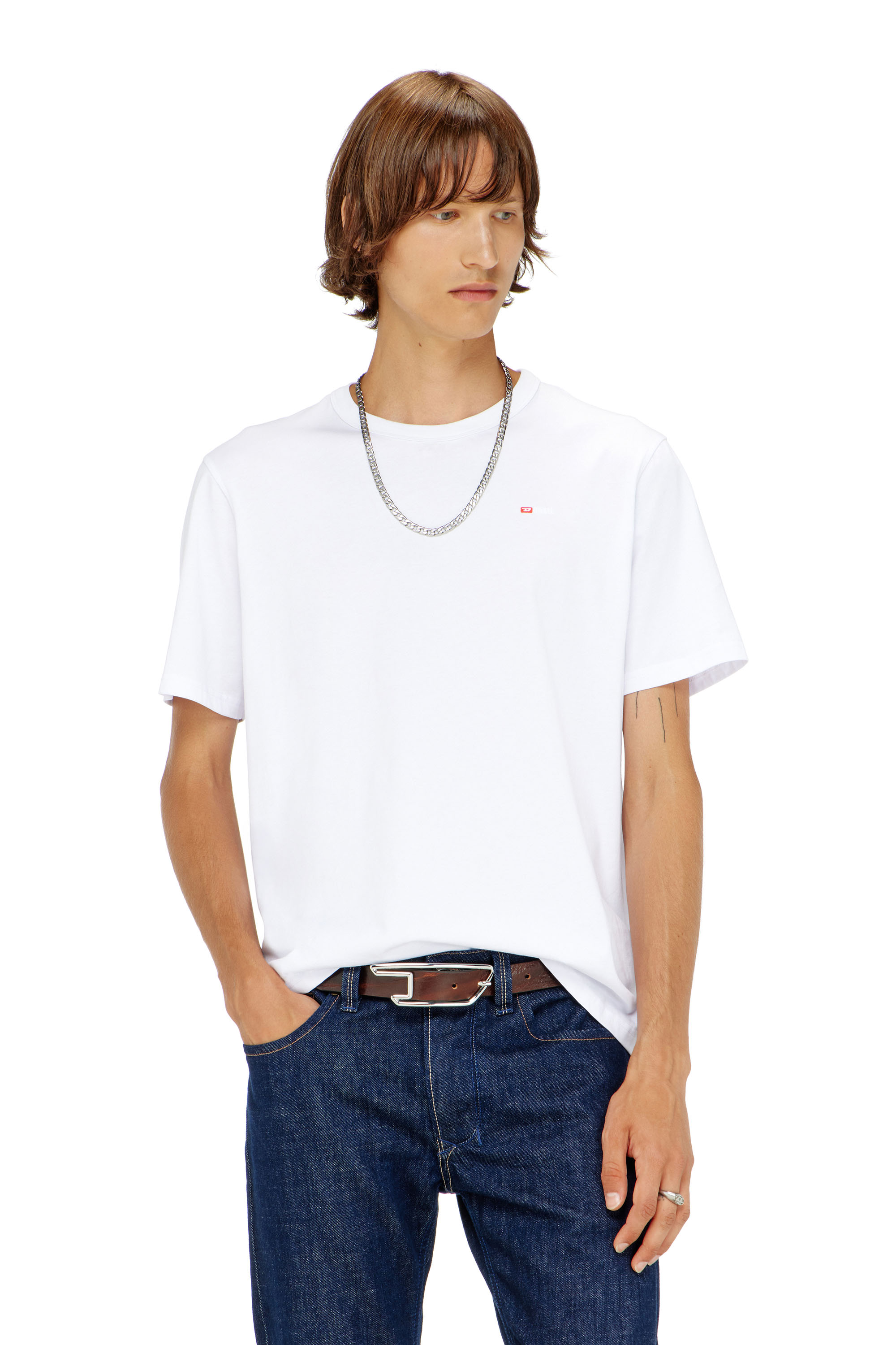 Diesel - T-ADJUST-MICRODIV, Unisex's T-shirt with micro-embroidered logo in White - 1