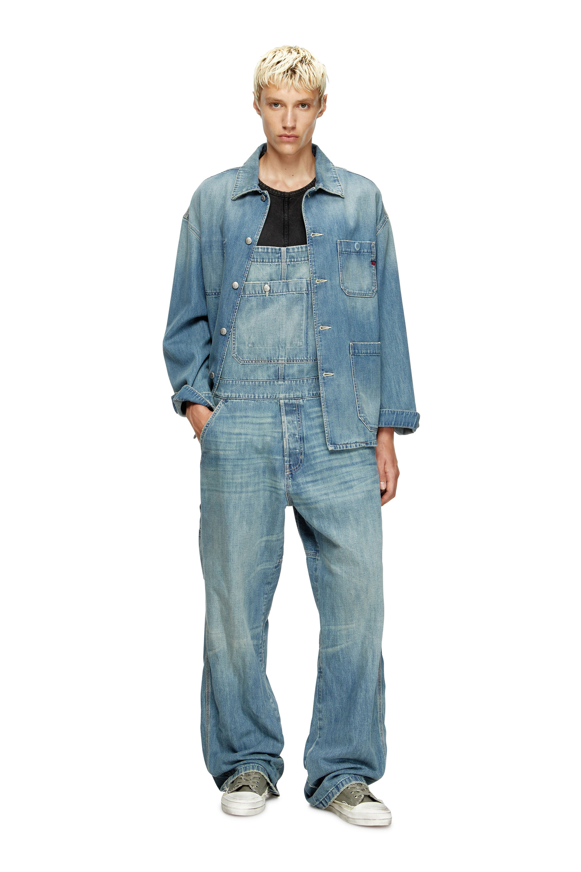 Diesel - D-FRAMU-U, Unisex's Utility-style denim dungarees in Light Blue - 2