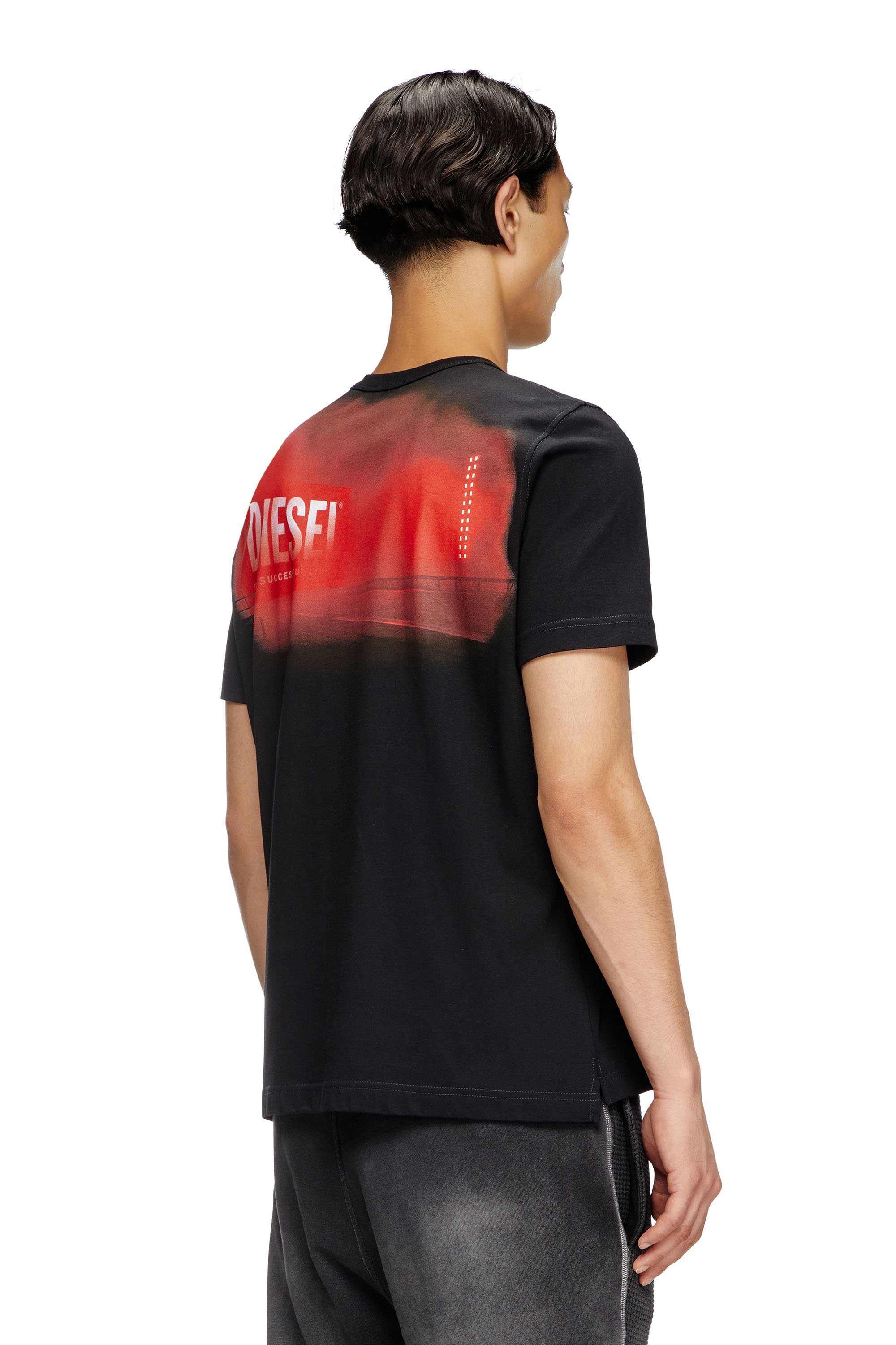 Diesel - T-ADJUST-SLITS-R13, Man's T-shirt with runway set print in Black - 4