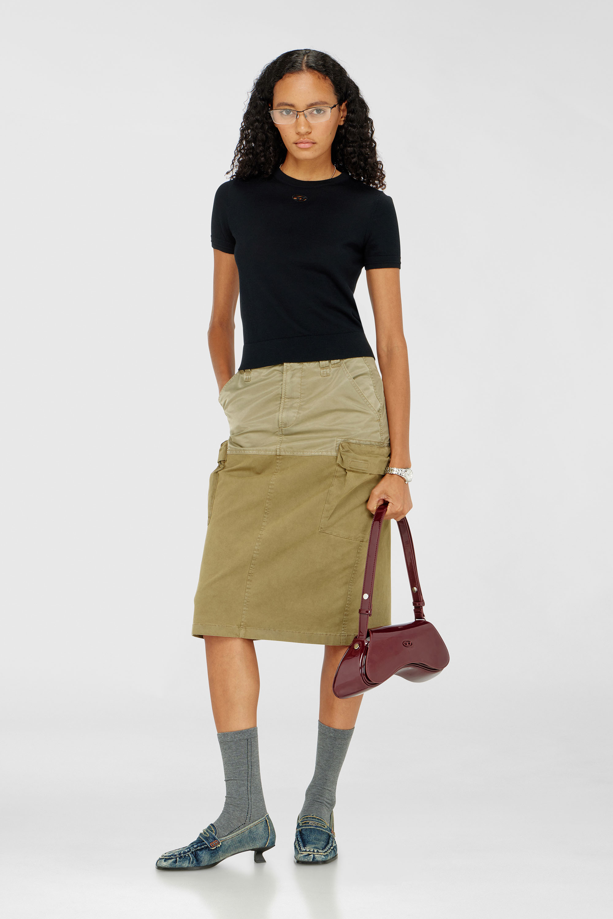 Diesel - M-ALINE, Woman's Short-sleeve jumper in wool in Black - 1