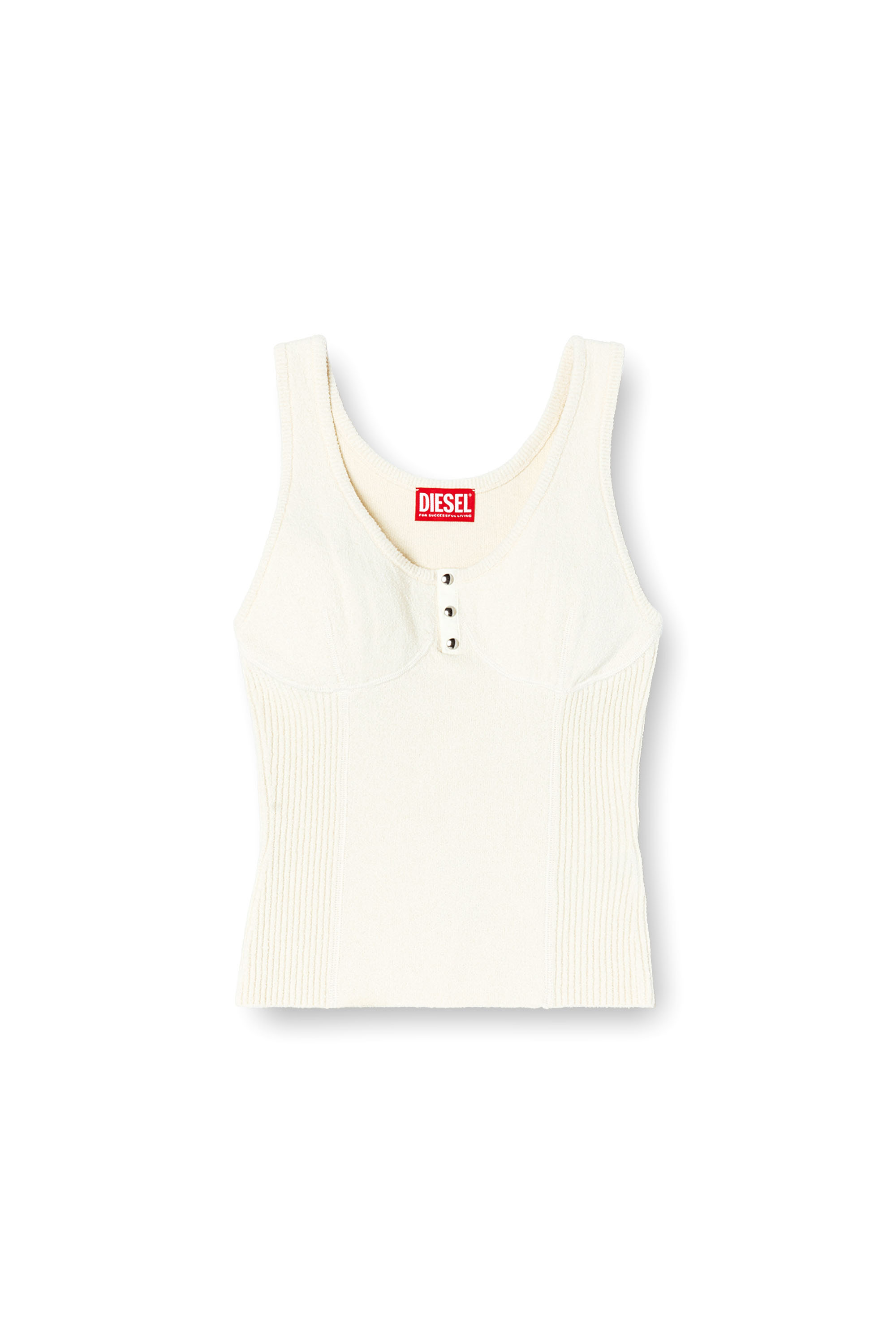 Diesel - M-LIANNE, Woman's Knitted tank top with bustier-effect in White - 3