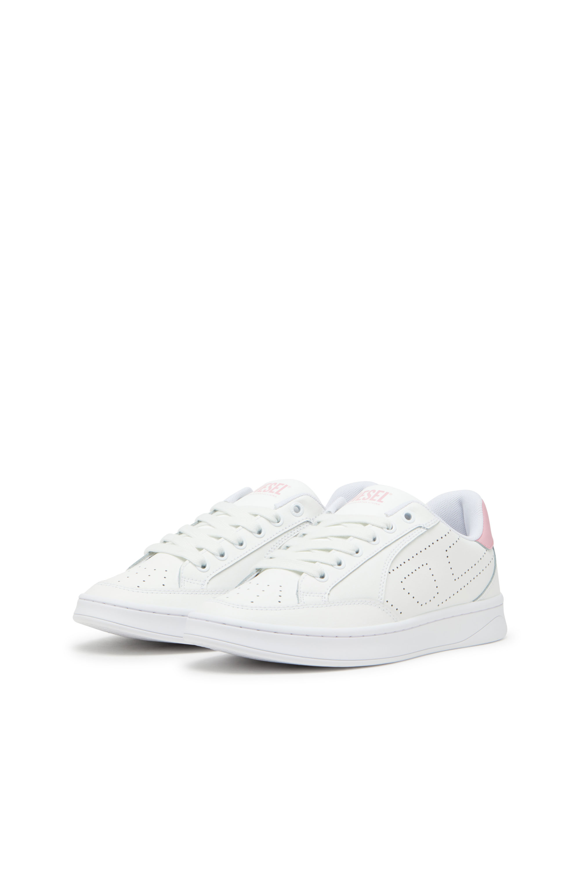 Diesel - S-DAKOTA LOW W, Woman's S-Dakota-Leather sneakers with perforated logo in White/Pink - 8