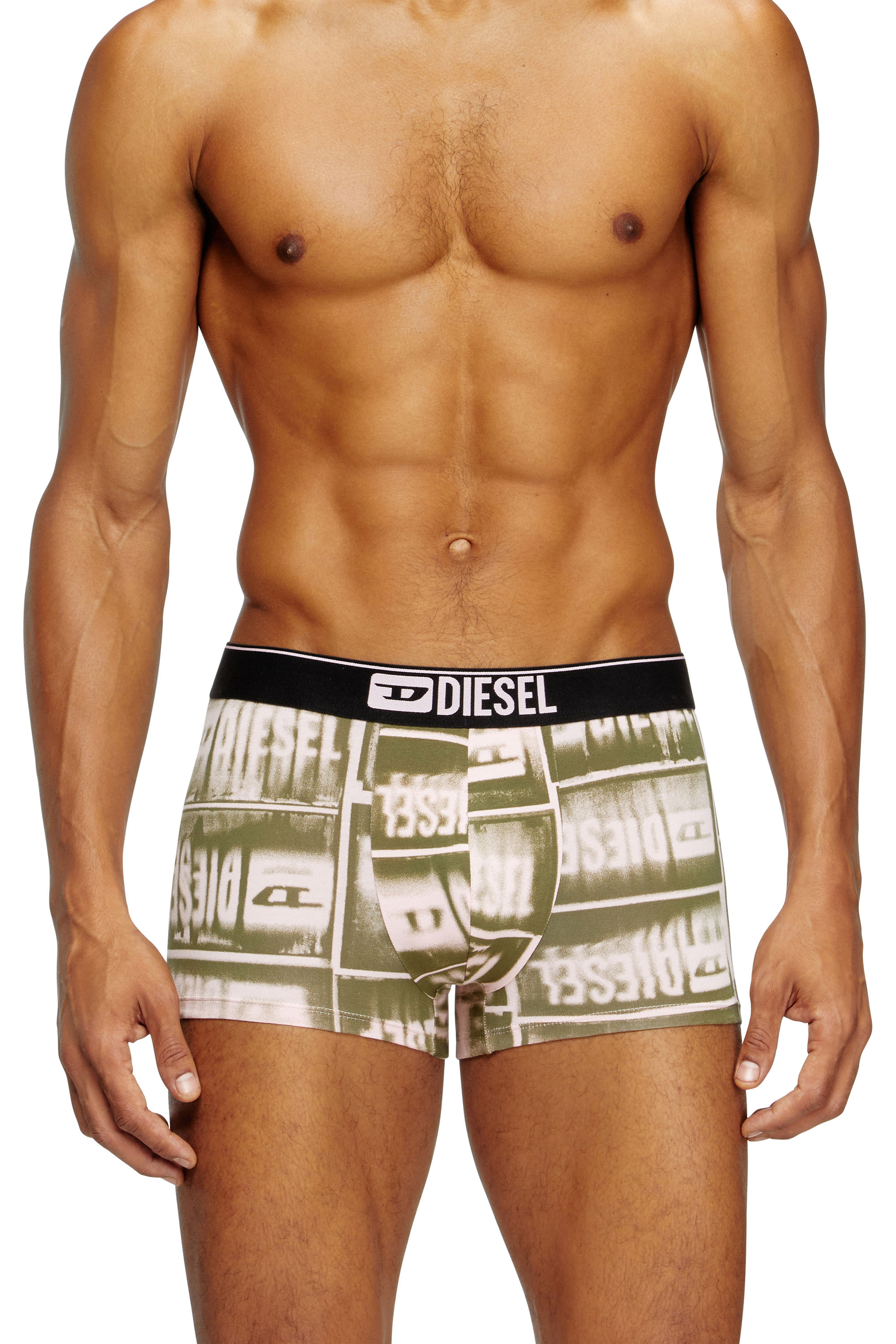 Diesel - DAMIEN-D-BOX, Man's Boxer briefs with faded logo print in Green - 2