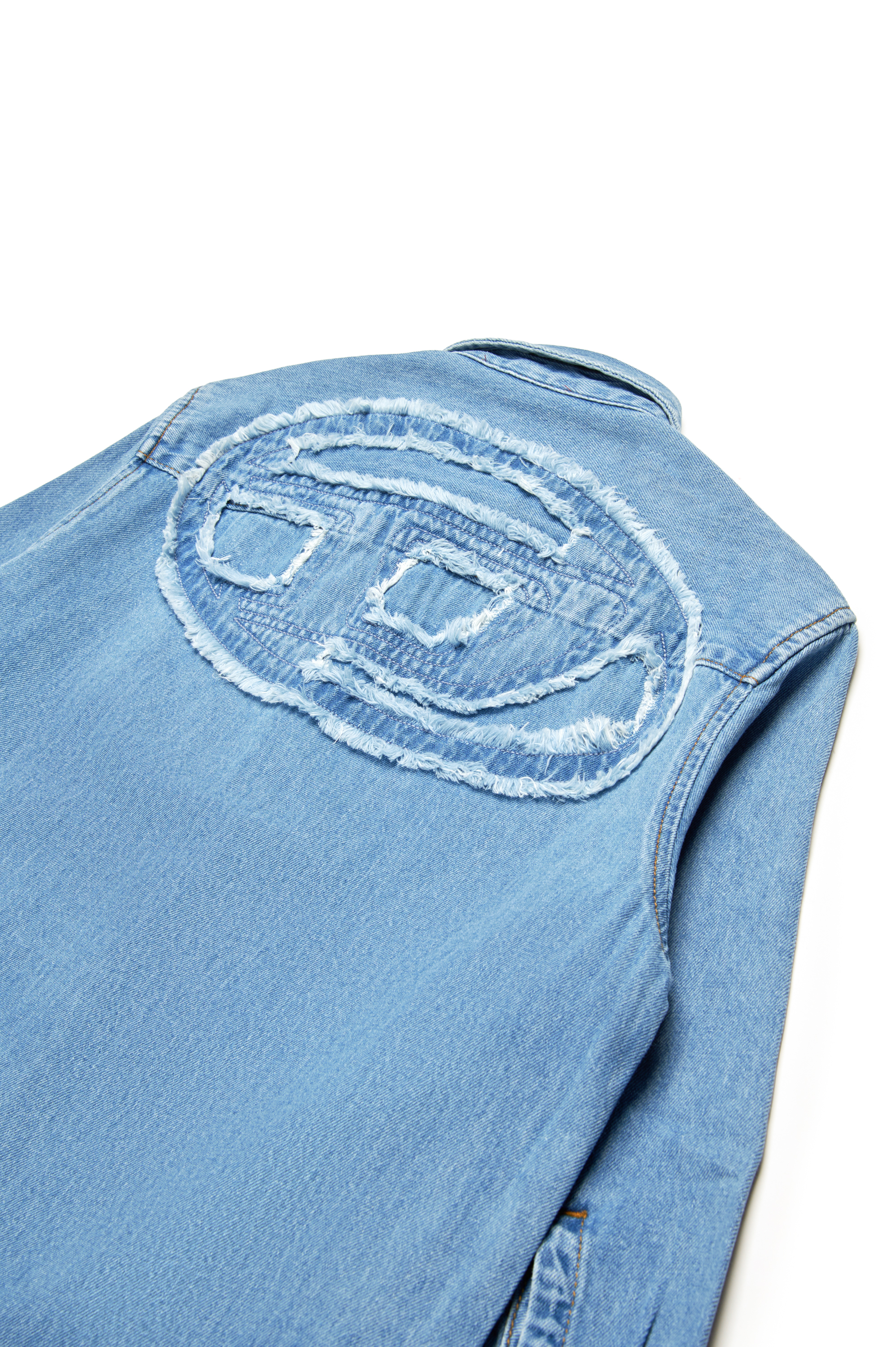 Diesel - DEBBLI, Woman's Denim shirt dress with frayed Oval D logo in Light Blue - 4