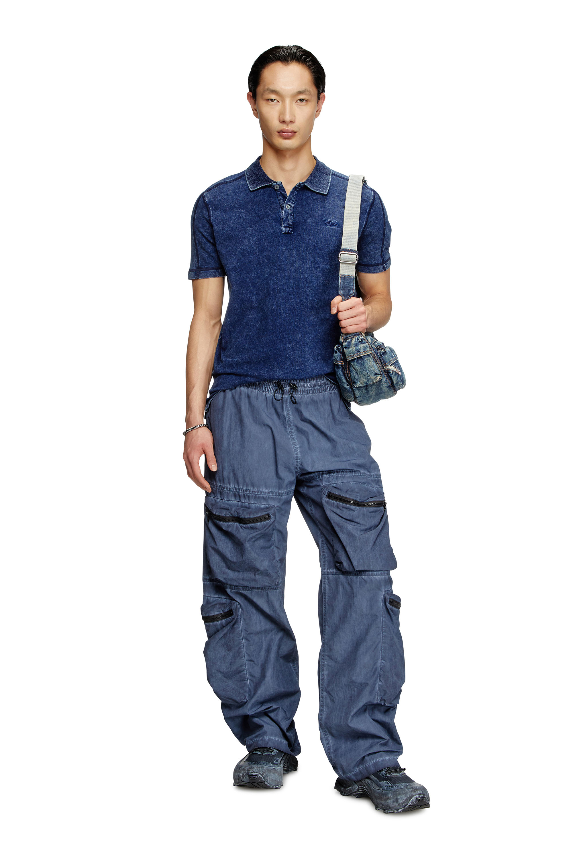 Diesel - T-SWIND-R1, Man's Denim-look polo shirt in Blue - 1