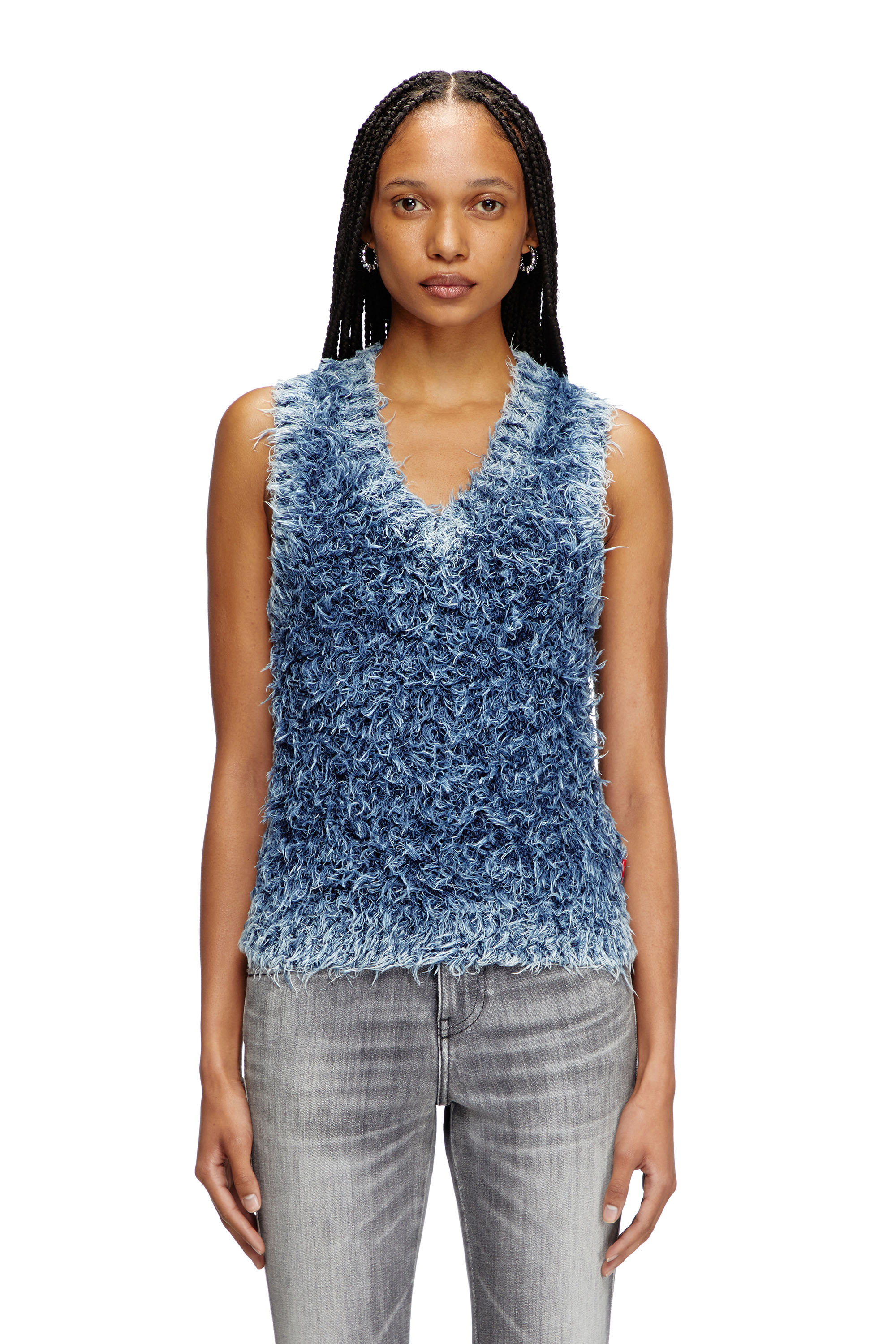 Diesel - M-DELIN, Woman's Textured-knit vest in Blue - 1