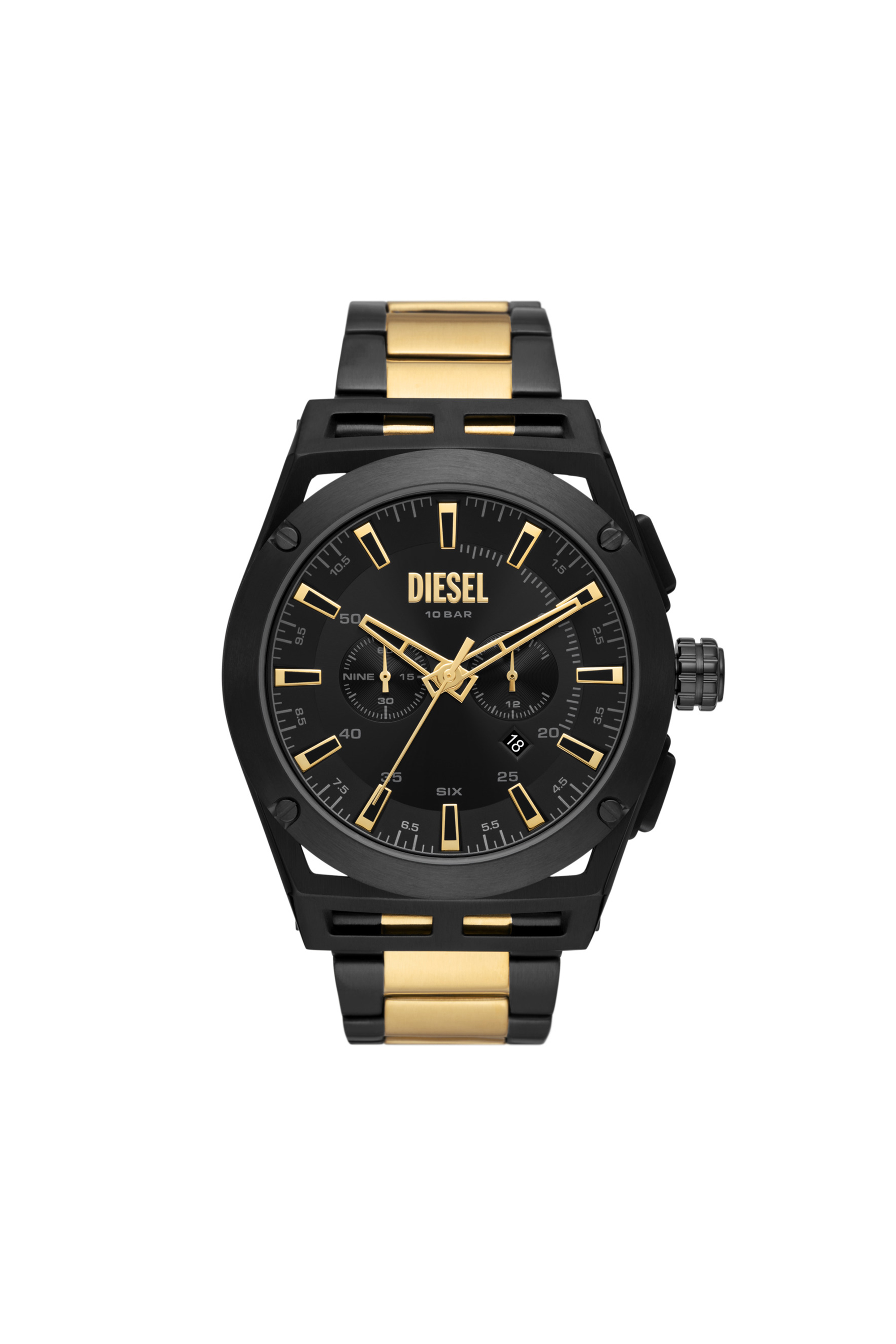 Diesel - DZ4612, Man's Timeframe Chronograph Stainless Steel Watch in Black/Gold - 1