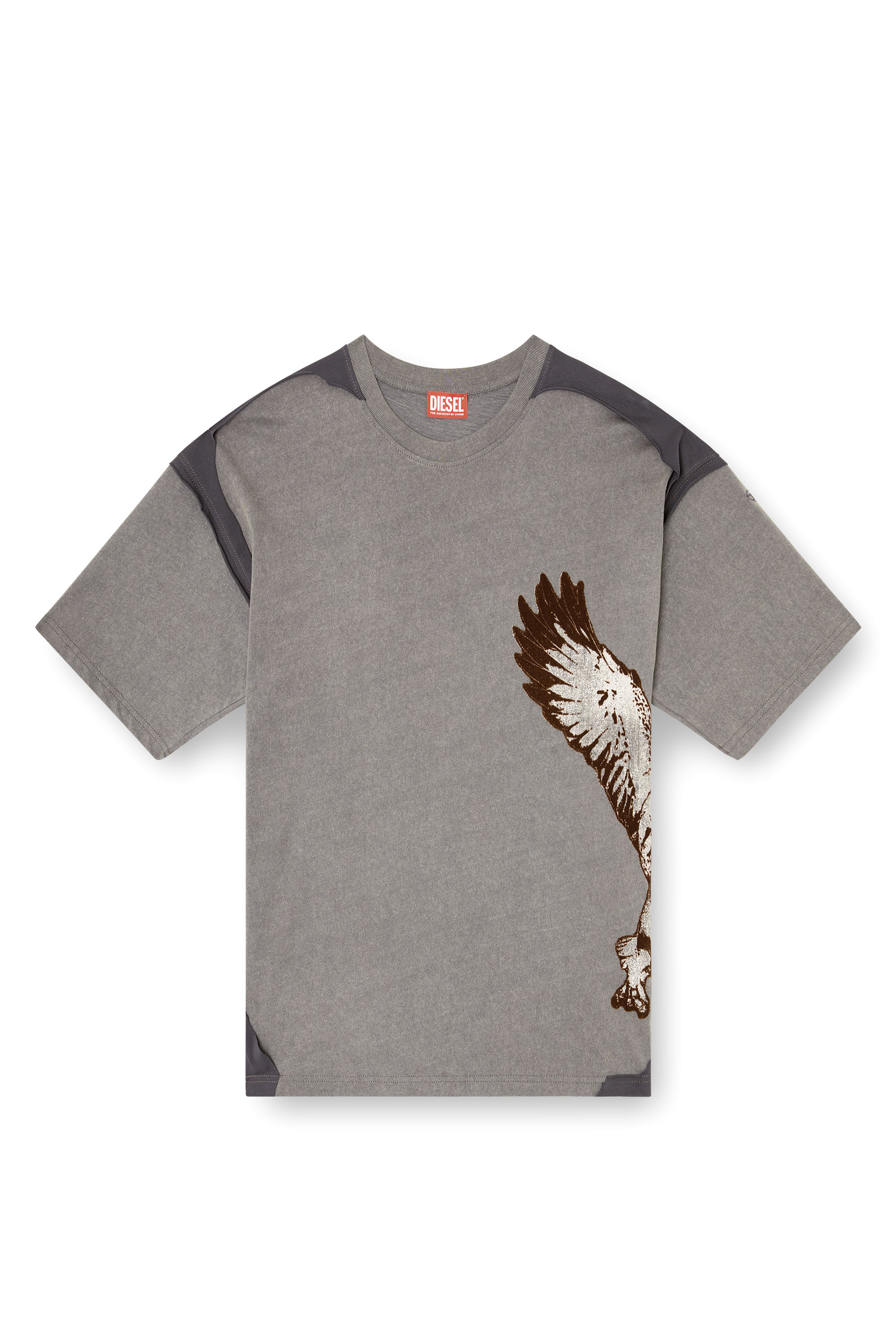 Diesel - T-BOXT-PEELOFF, Man's Peel-off T-shirt with eagle print in Grey - 3