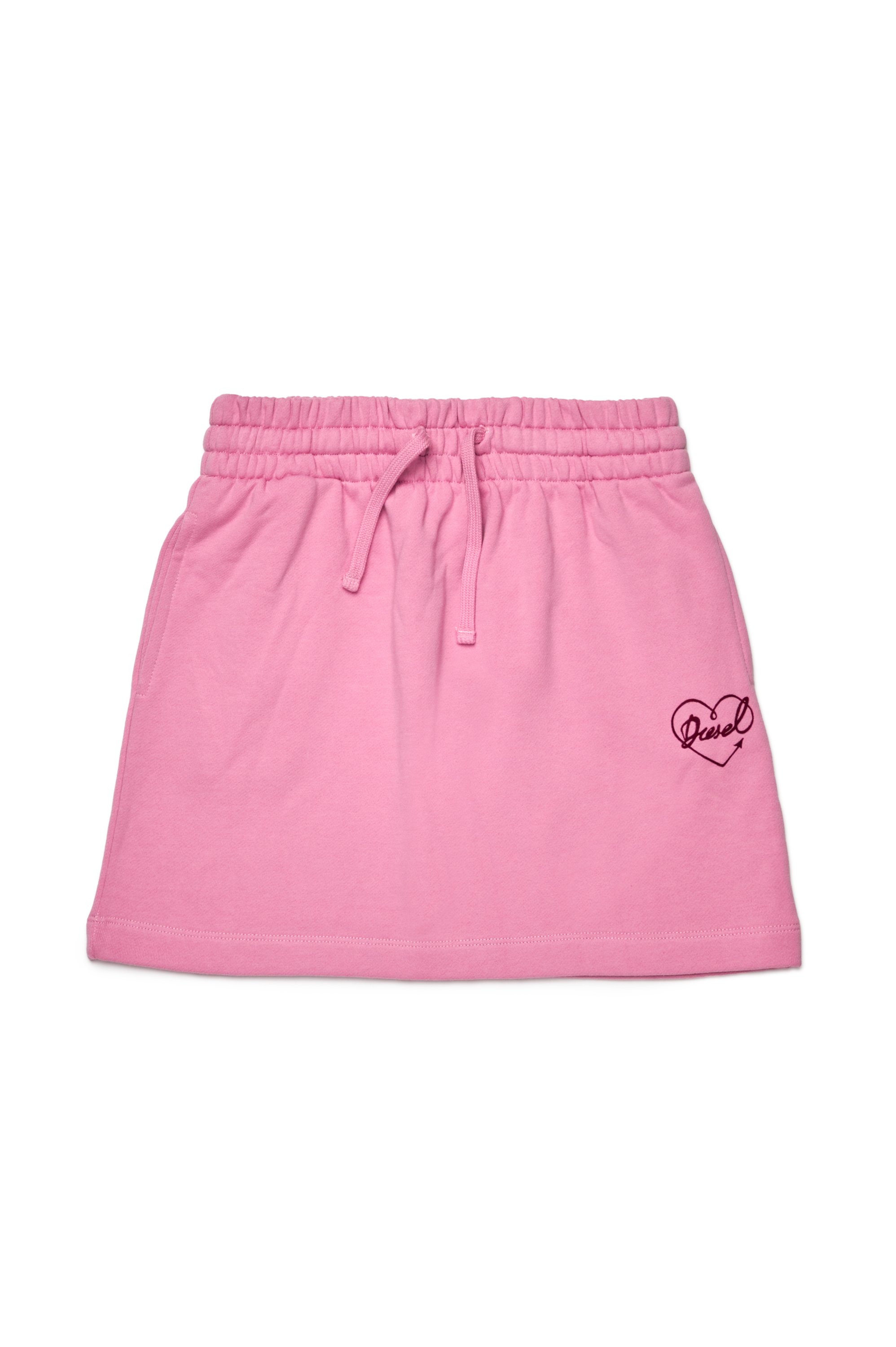 Diesel - GINNYX, Woman's Cotton mini skirt with flocked logo heart in Pink - 1