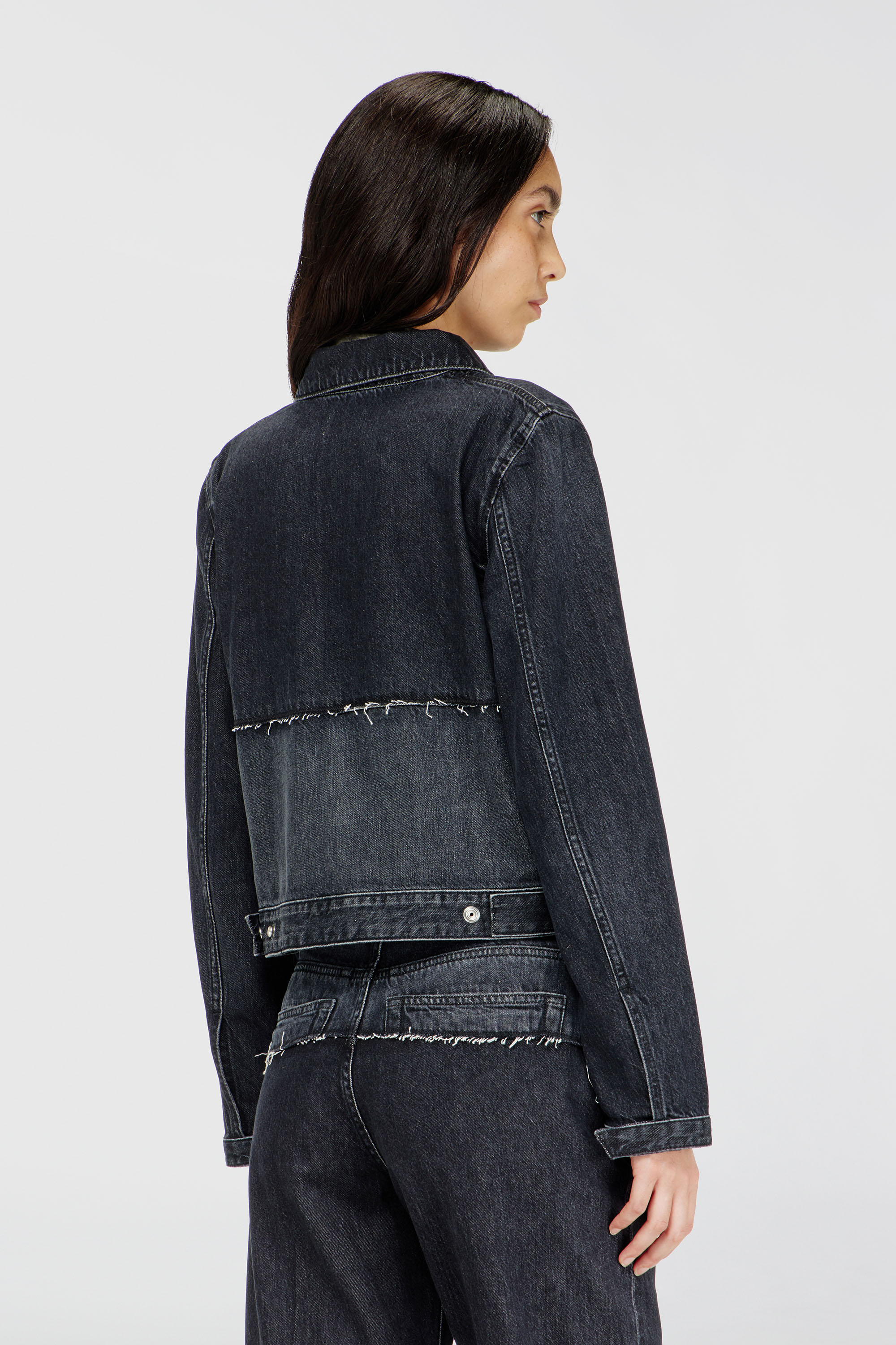Diesel - DE-KATO-SE, Woman's Jacket in sectioned denim in Black/Dark grey - 4