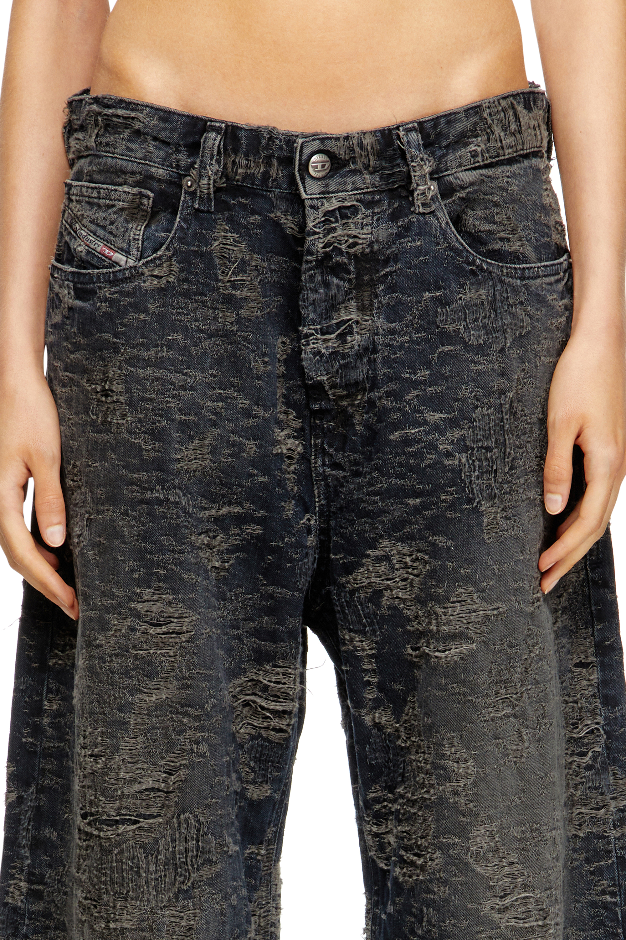 Diesel - Woman's Relaxed Jeans 1996 D-Sire 007BV, Black/Dark grey - 4