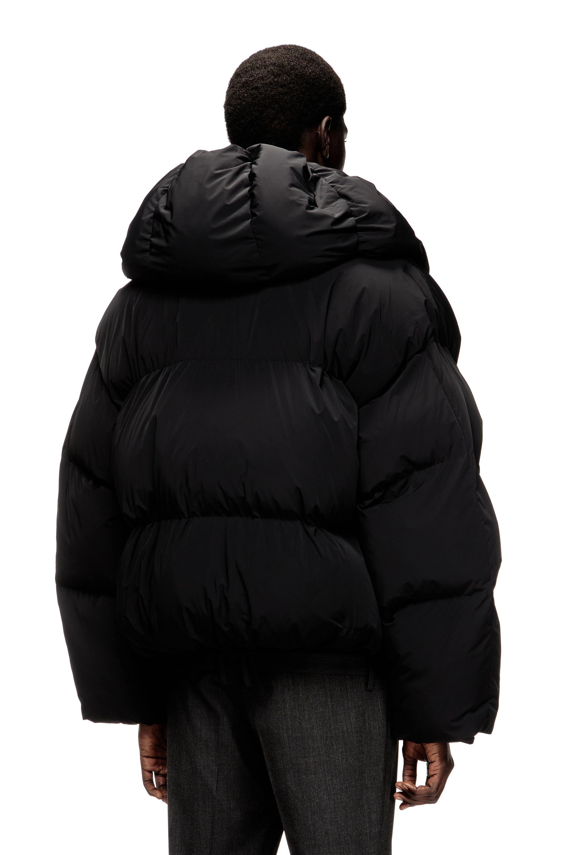 J-SCOTTS-PADDED-A, Black Diesel - J-SCOTTS-PADDED-A, Man's Wrap puffer jacket in stretch nylon in Black - 4