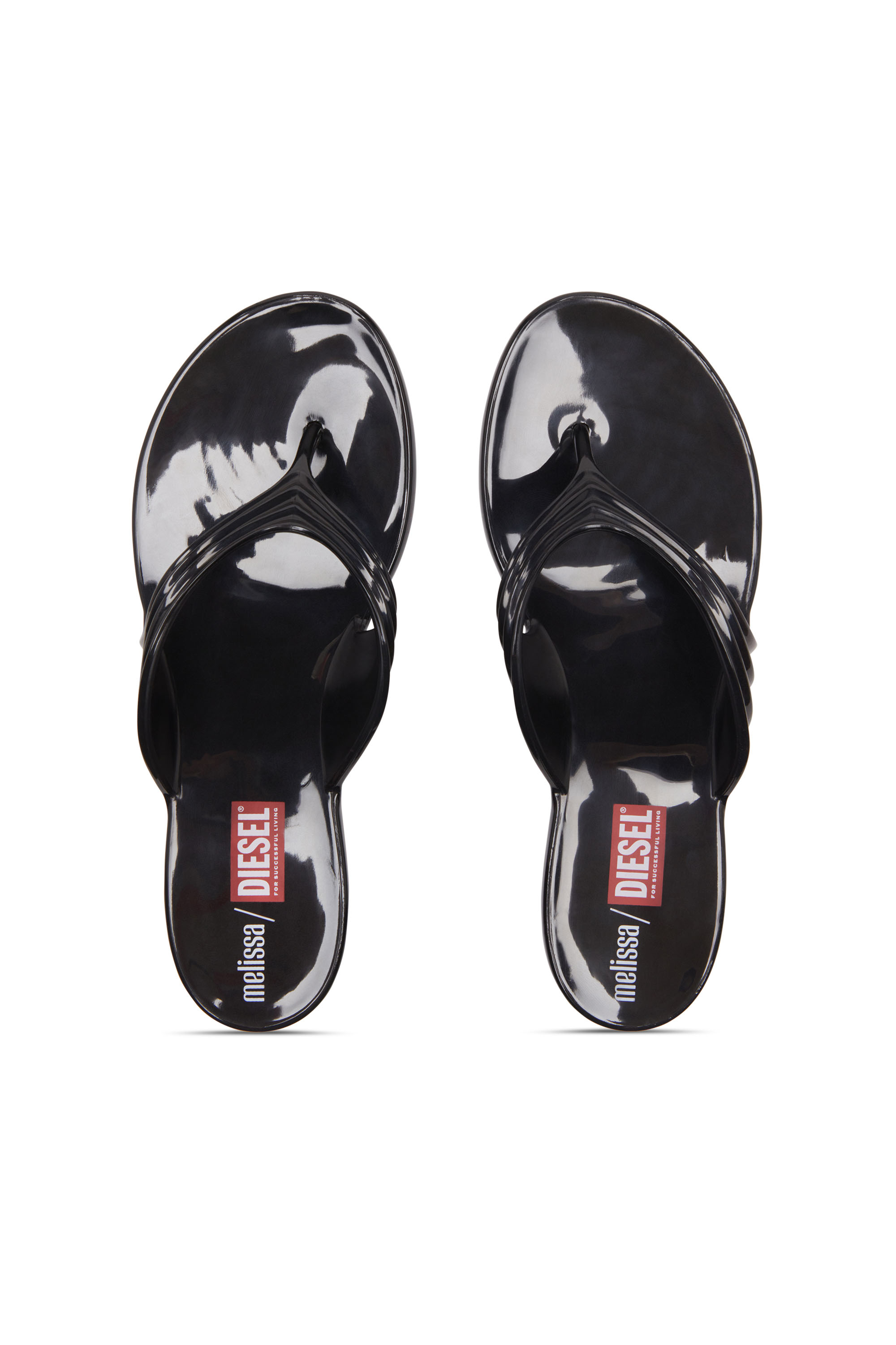 Diesel - MELISSA QUANTUM THONG, Woman's Sculptural flip-flops in Melflex® in Black - 4