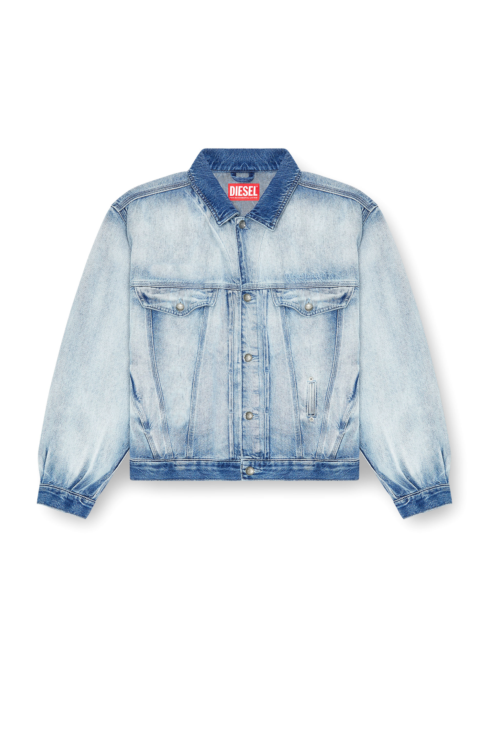 Diesel - D-DENVER-FSI1, Unisex's Trucker jacket in medium-light skeleton denim in Light Blue - 3