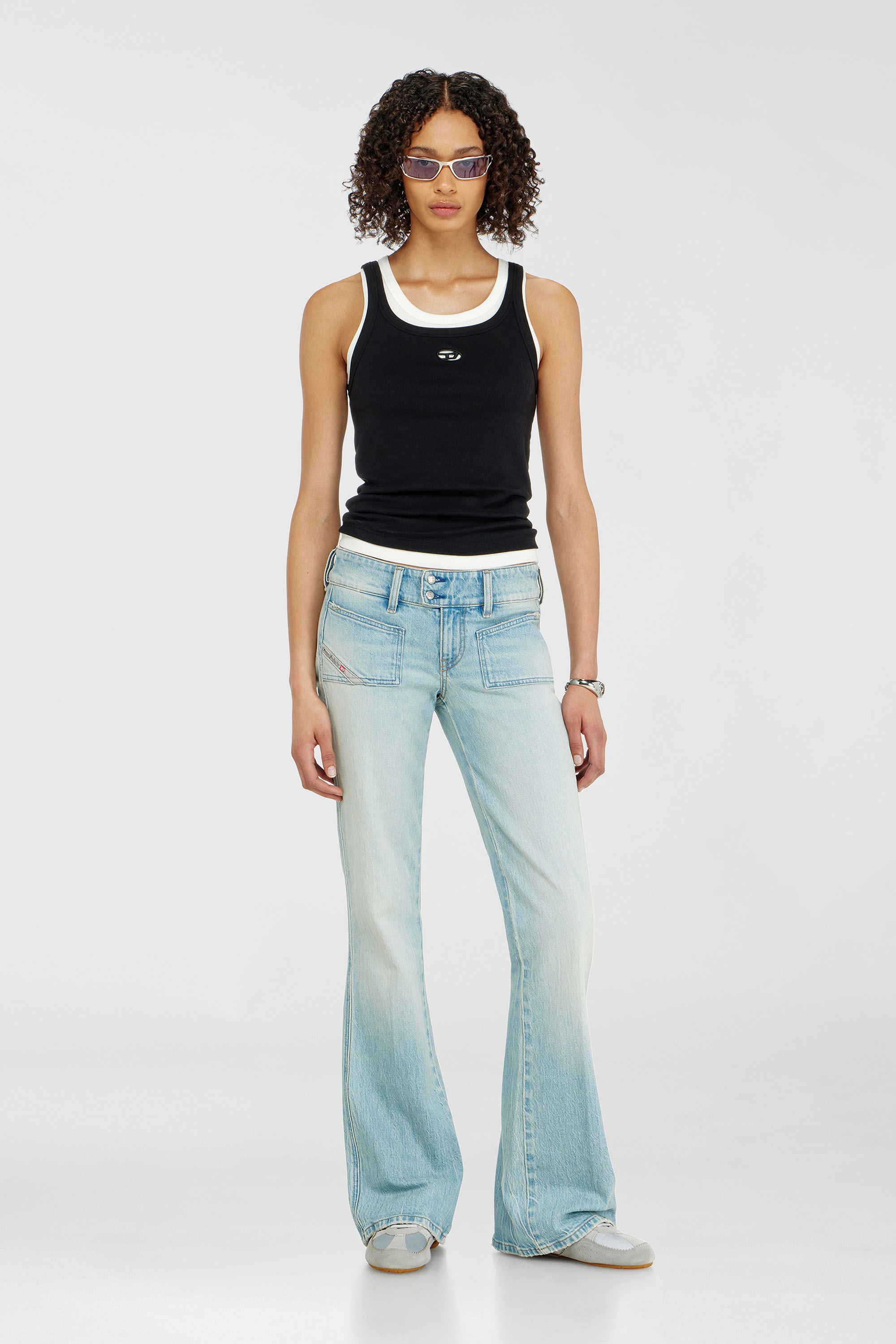 Diesel - D-MILE LOW II W, Woman's D-Mile-Flat sneakers with suede overlays in Light Blue - 2