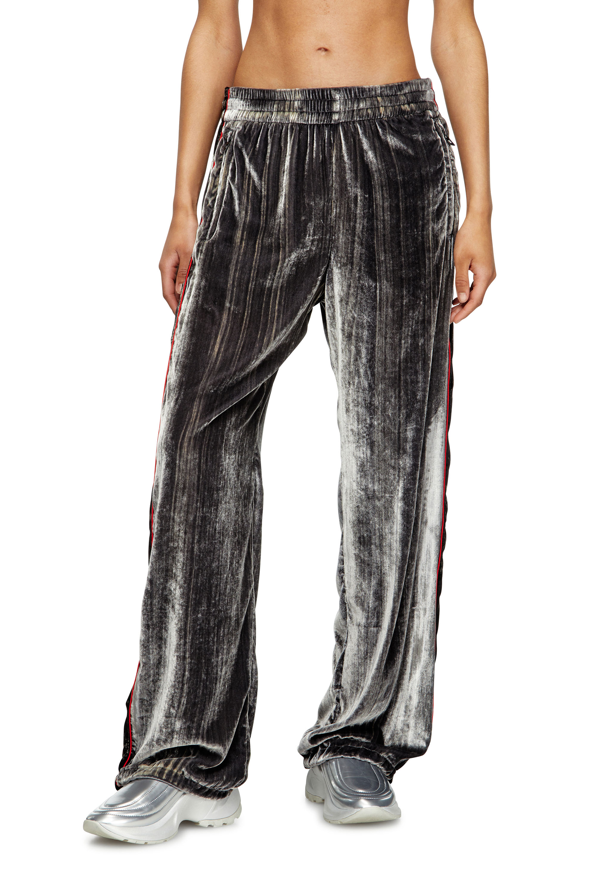 Diesel - P-HAY-FEM, Woman's Track pants in treated velvet in null - 1
