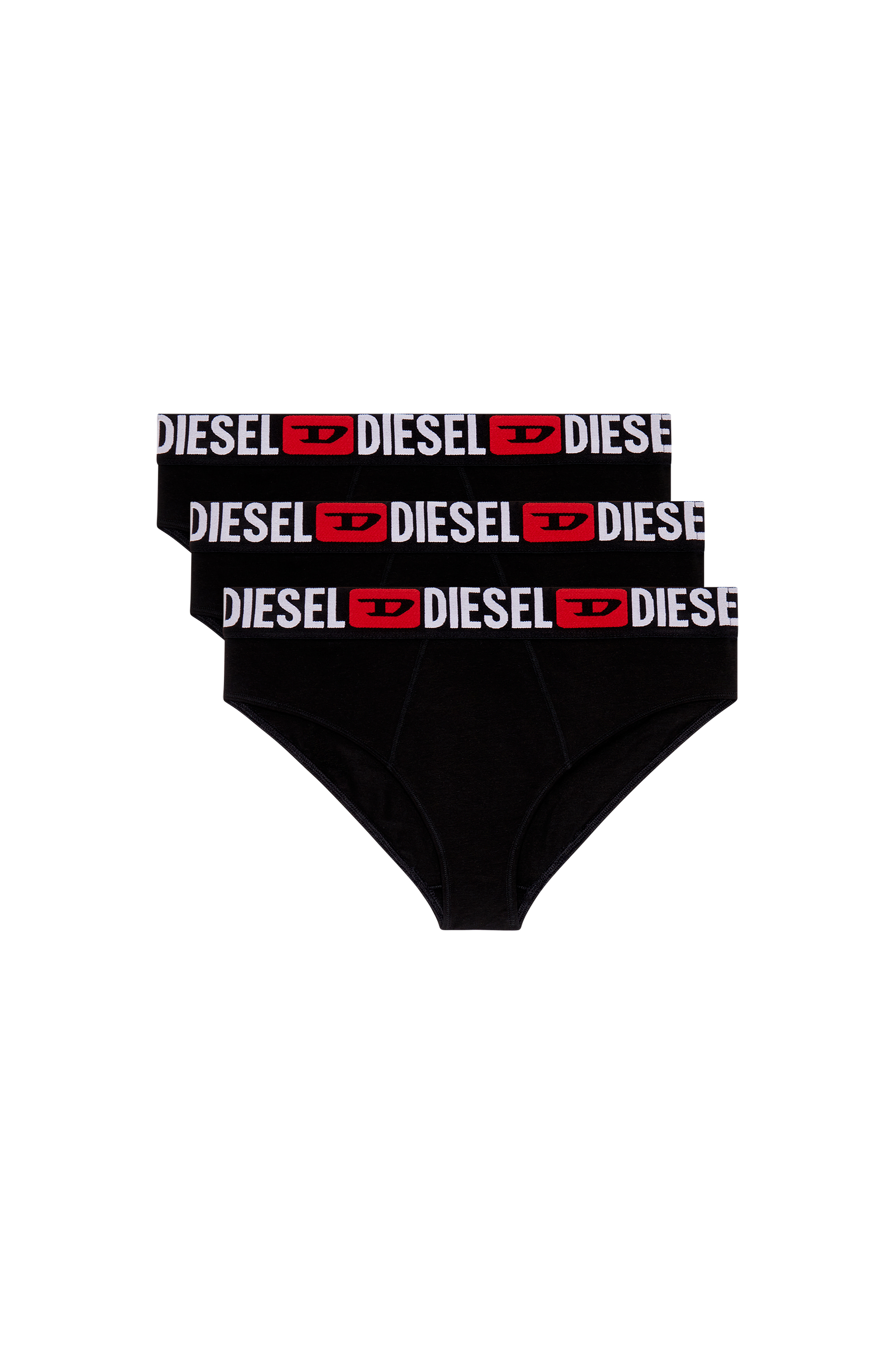 Diesel - UFPN-BLANCA-R-THREEPACK, Woman's Three-pack ribbed high-waisted briefs in Black - 1