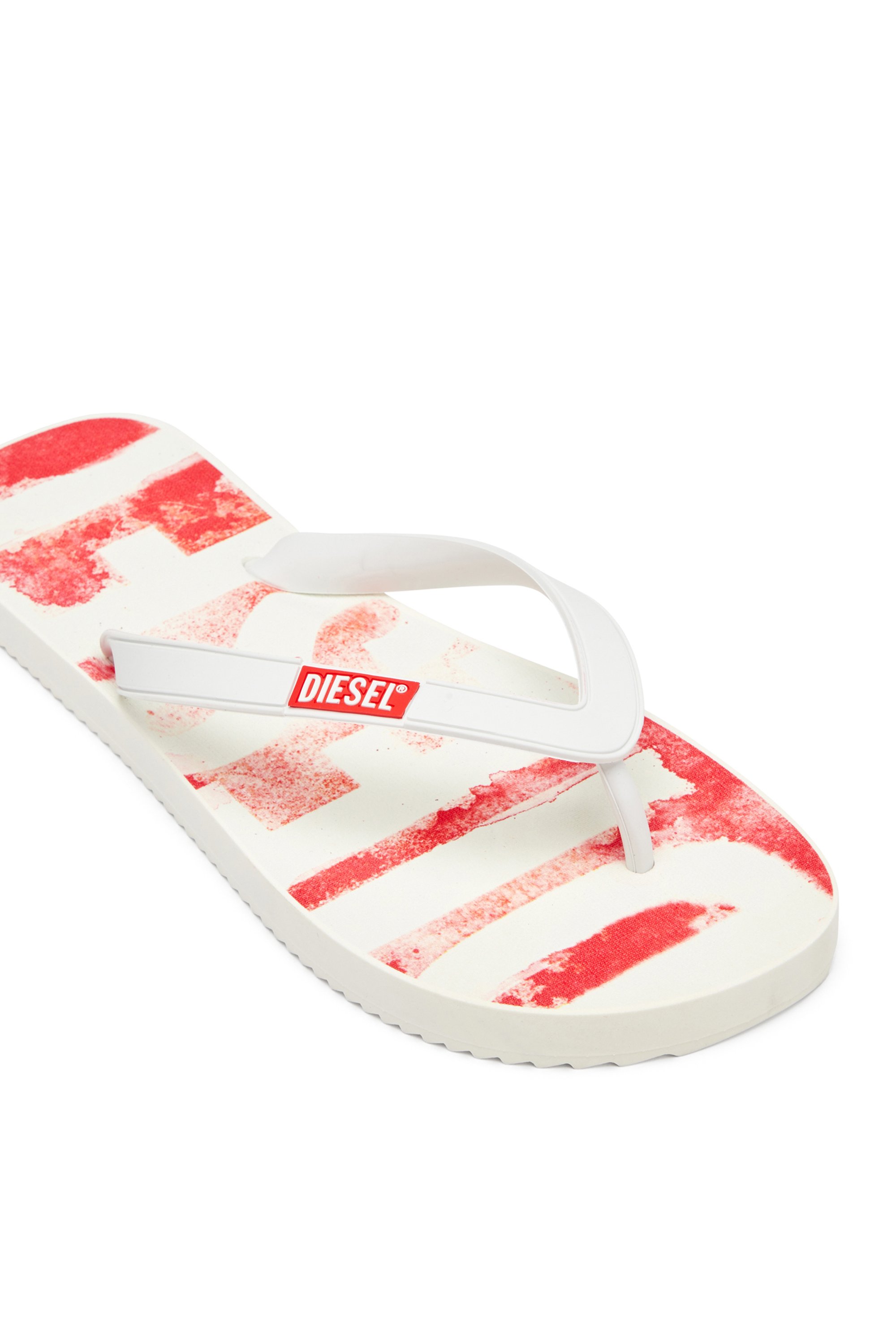 Diesel - SA-RIO, Man's Sa-Rio-Rubber flip-flops with graffiti logo in White/Red - 6