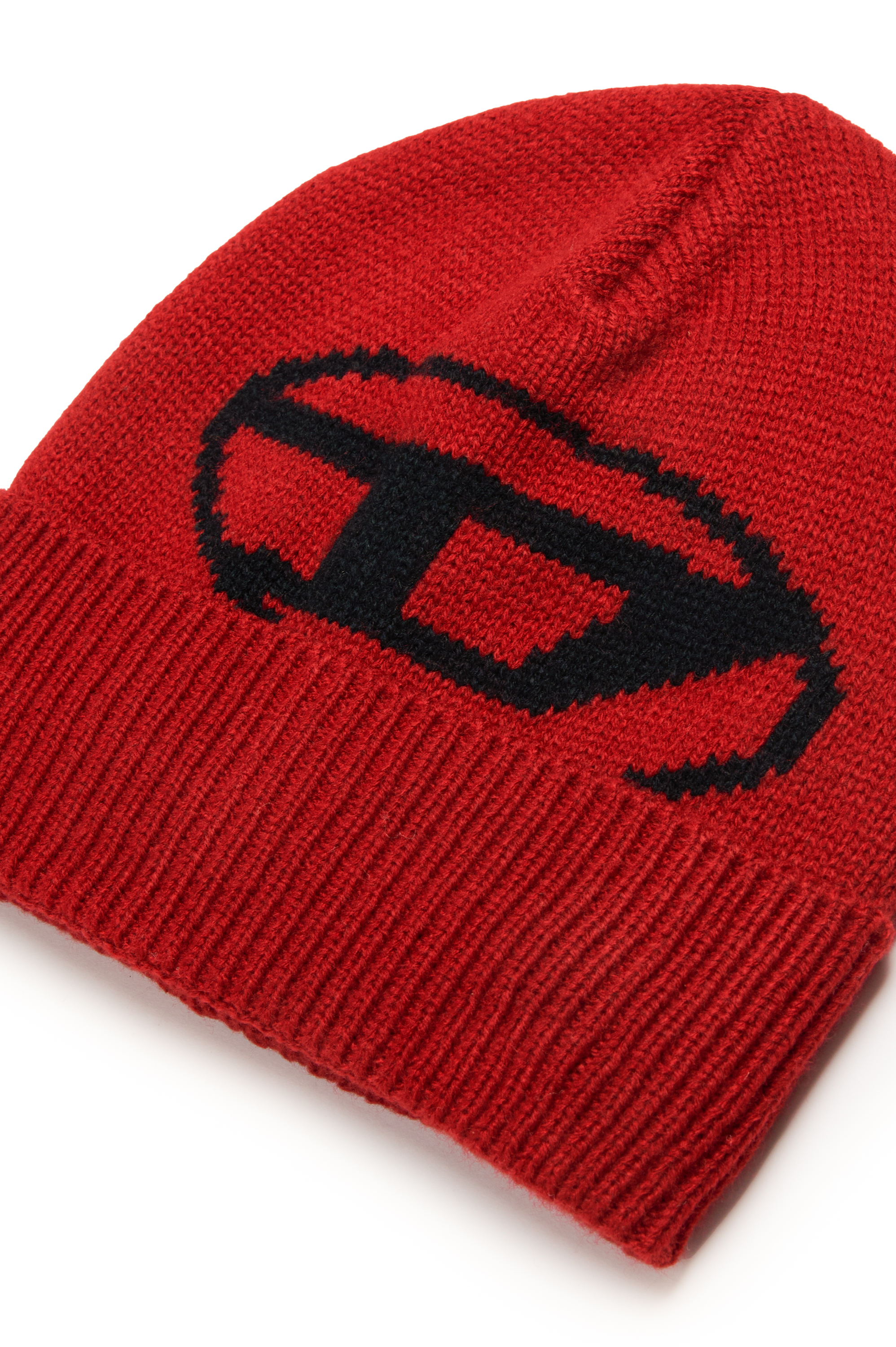 Diesel - FDINLAY, Unisex's Beanie with Oval D logo in Red - 3