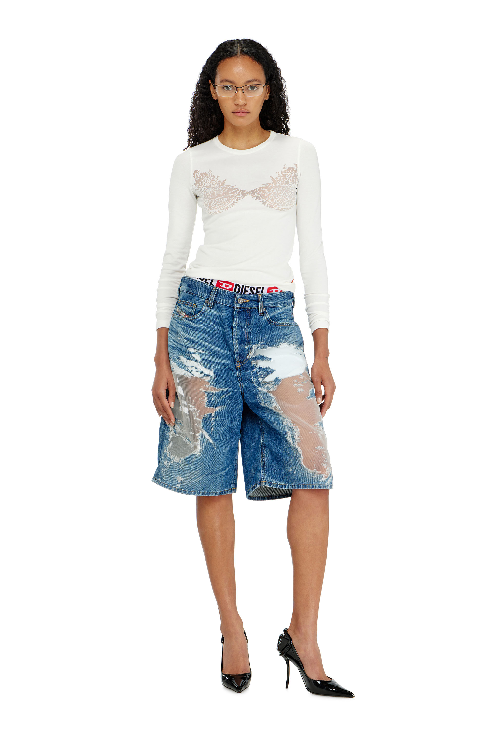 Diesel - PR-DE-SIRE-SHORT, Unisex's Shorts in devor&eacute; denim in Medium blue - 2