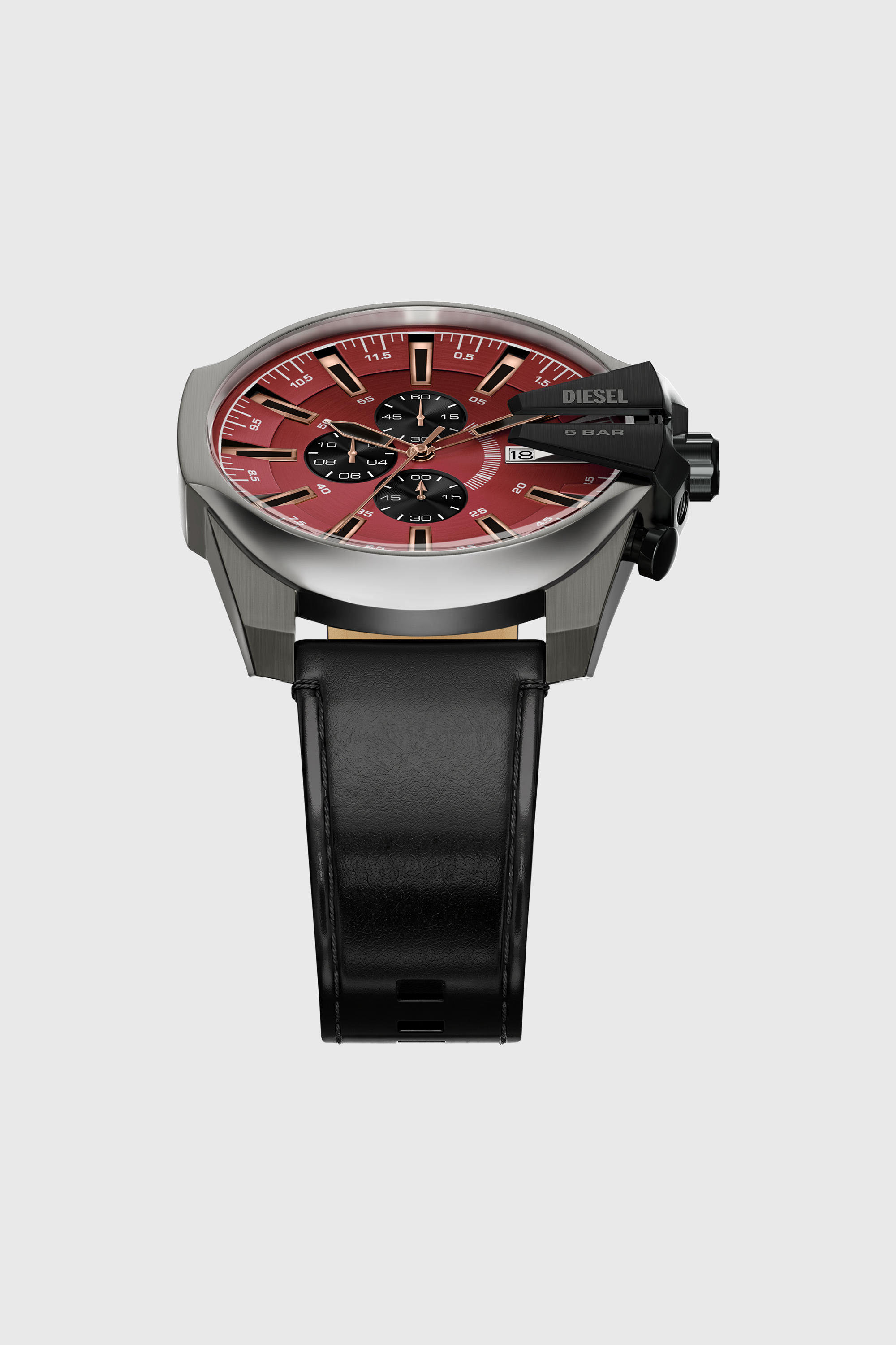 Diesel - DZ4714 WATCH, Man's Mega Chief Slim black leather watch in Black - 4