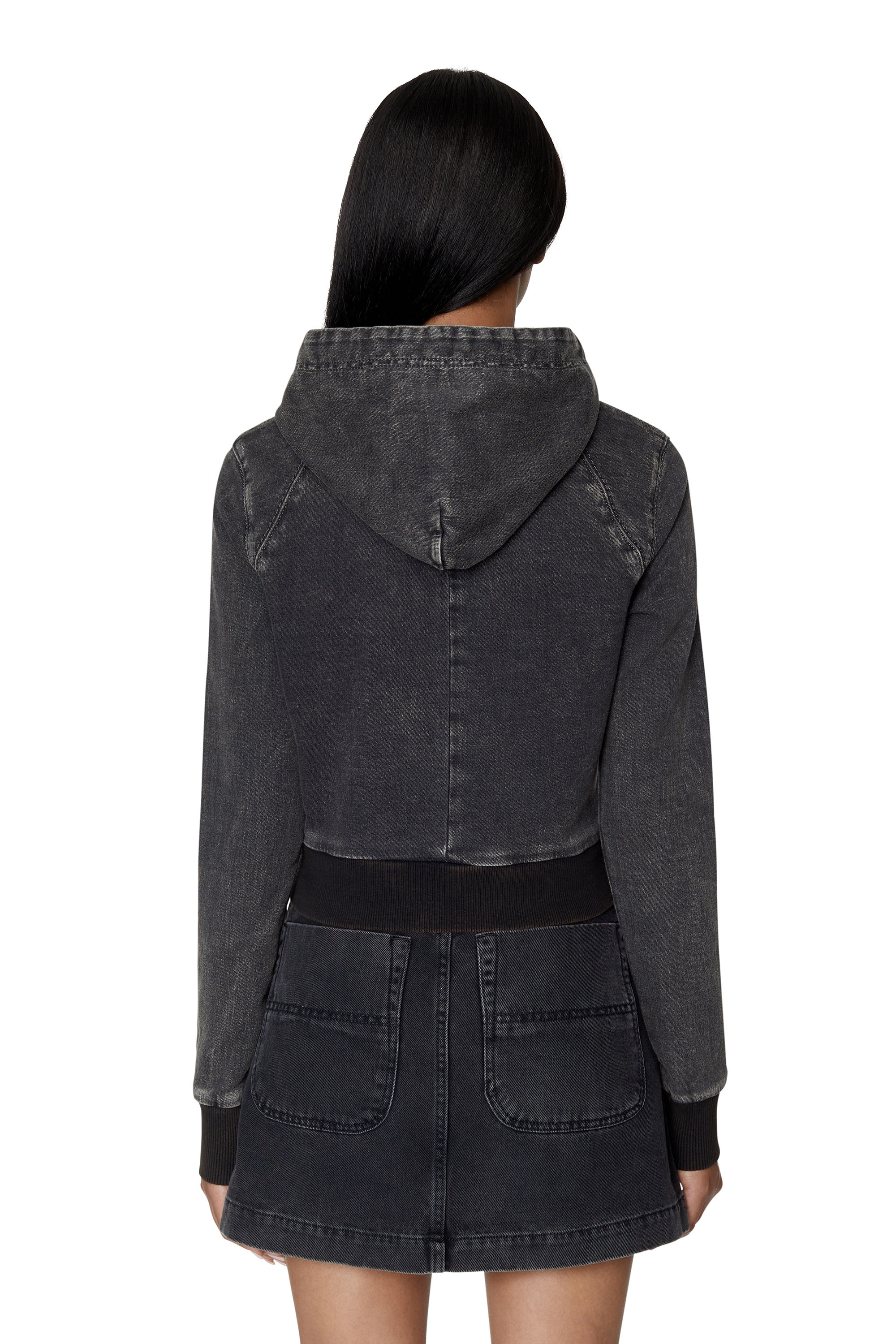 Diesel - D-ANGY TRACK DENIM HOODIE, Black/Dark grey - Image 4