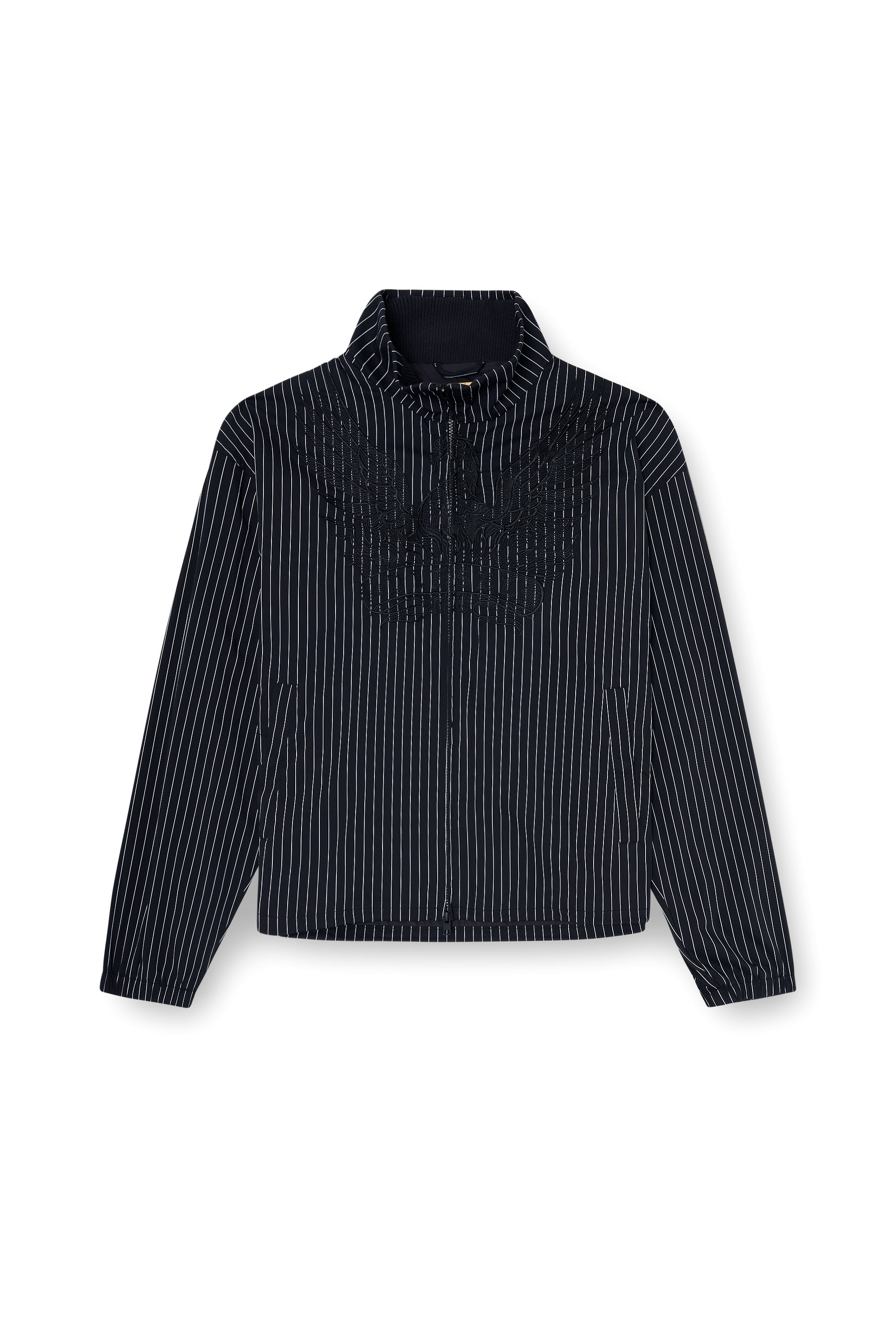 Diesel - J-CORSAR-NJCA, Man's Nylon pinstripe Jacket with Phoenix embroidery in Black - 3