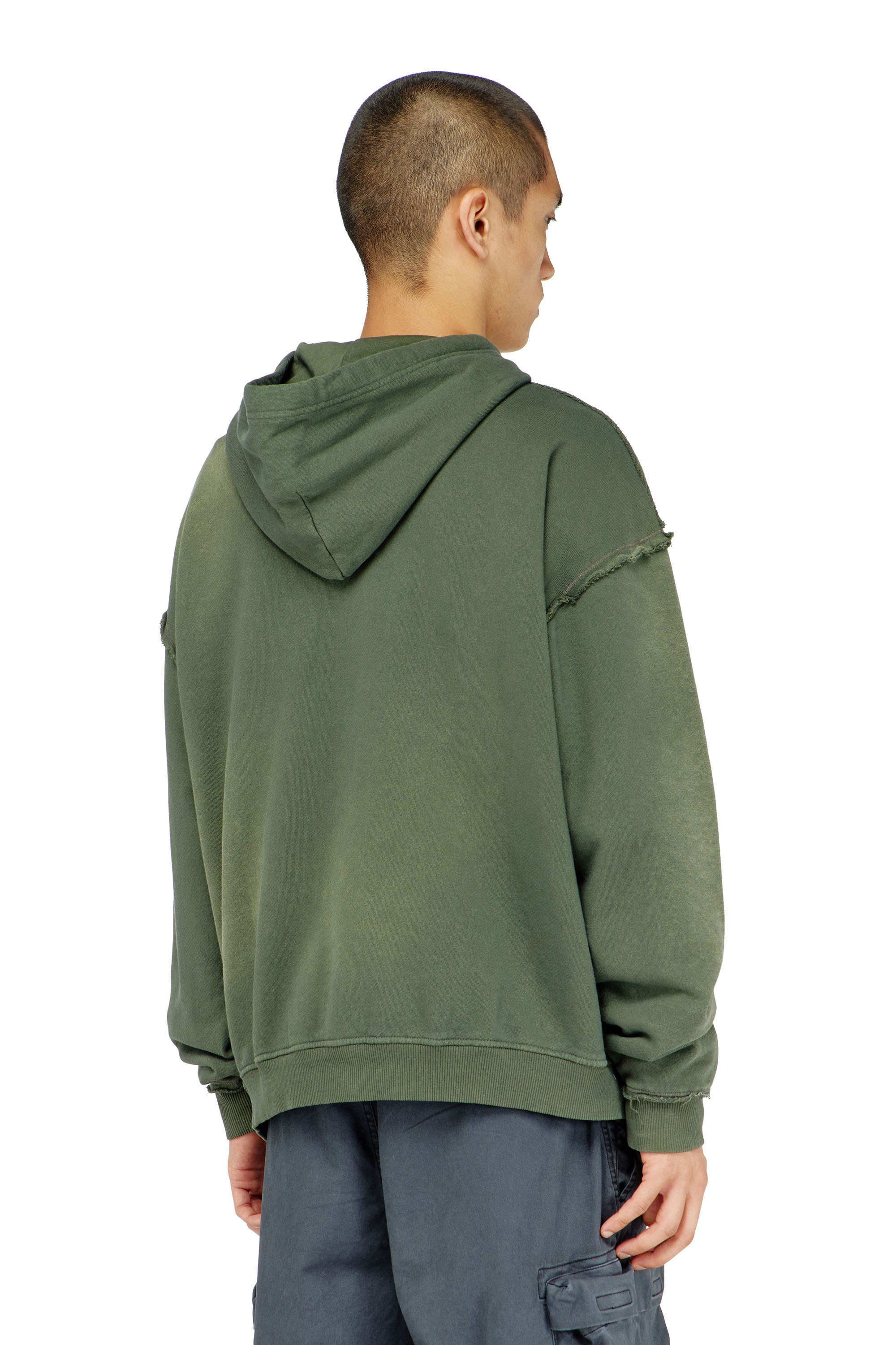 Diesel - S-POCK-HOOD, Man's Faded cotton hoodie with frayed details in null - 4
